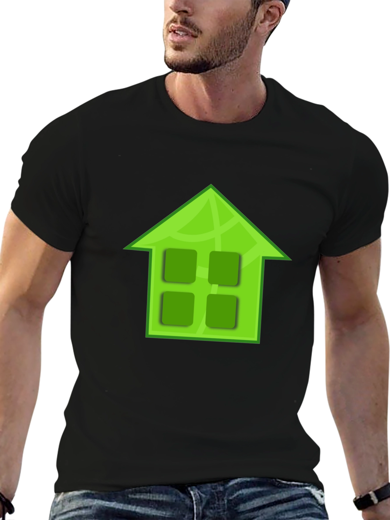 Green House Graphic Black T-Shirt
