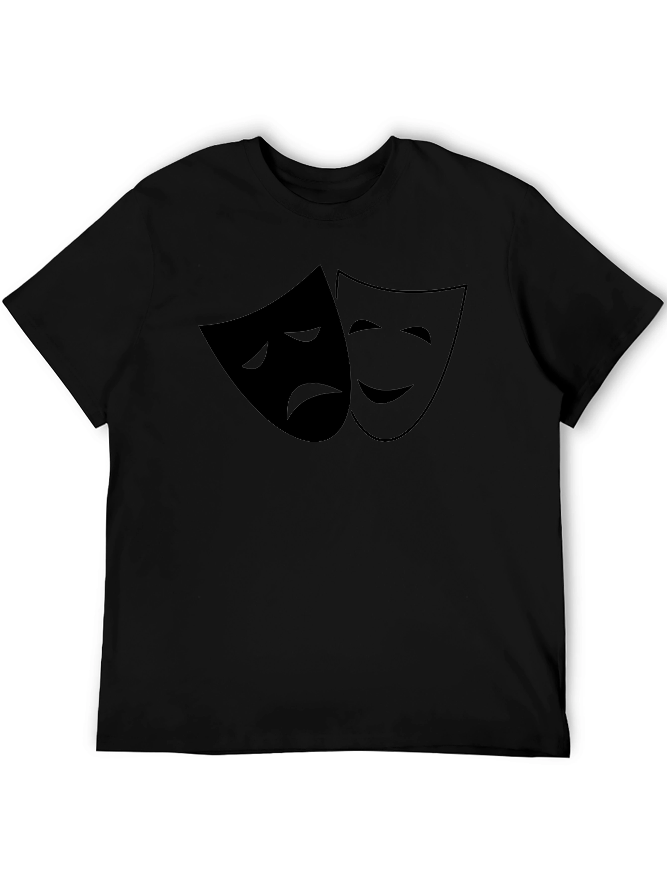Comedy Tragedy Mask Graphic Tee - Classic Black T-Shirt