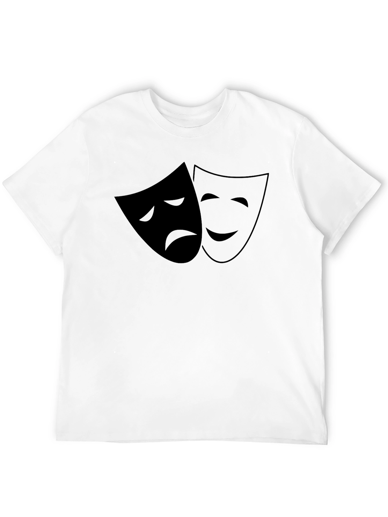 Comedy Tragedy Mask Graphic Tee - Classic Black T-Shirt