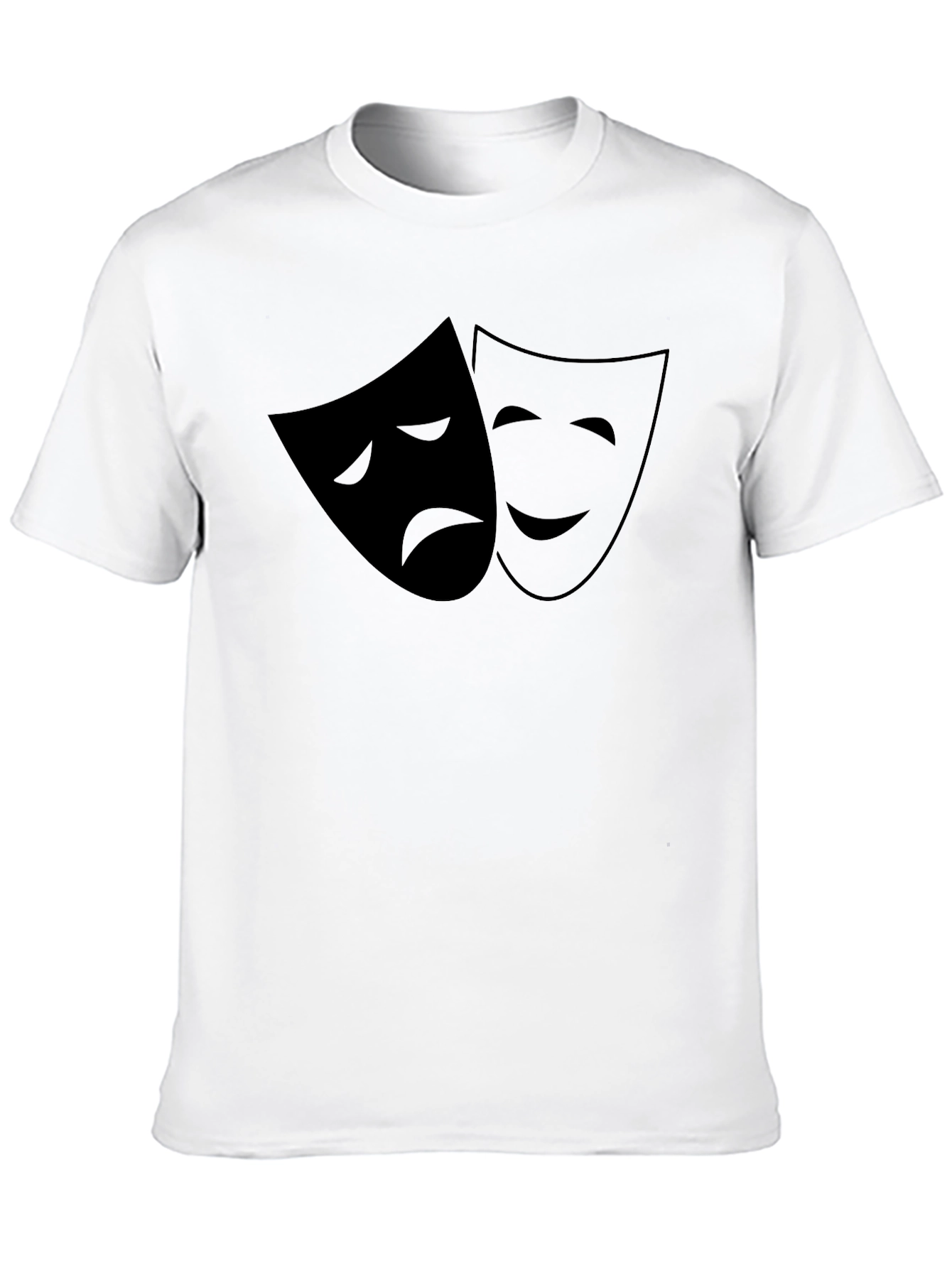 Comedy Tragedy Mask Graphic Tee - Classic Black T-Shirt