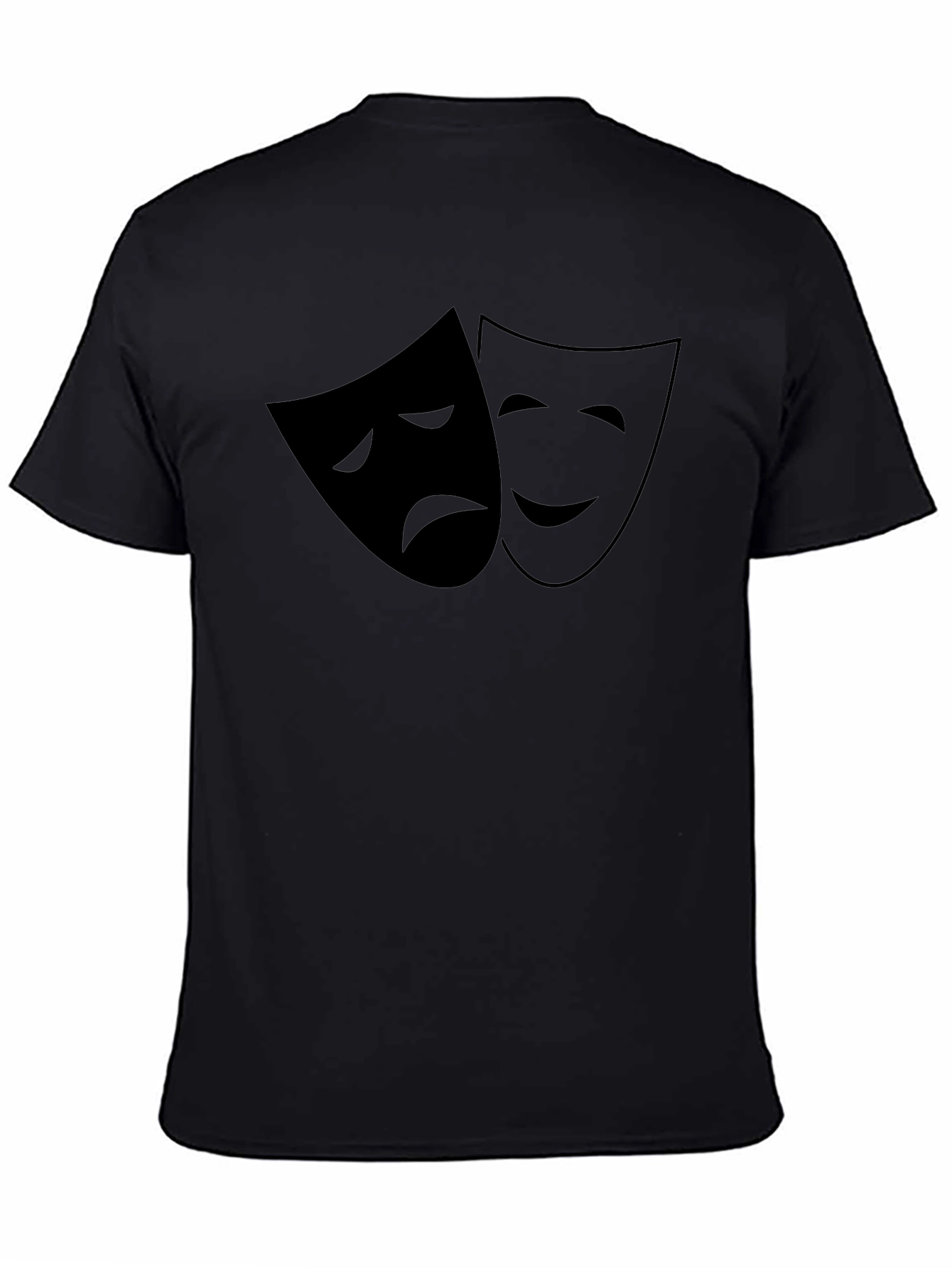 Comedy Tragedy Mask Graphic Tee - Classic Black T-Shirt