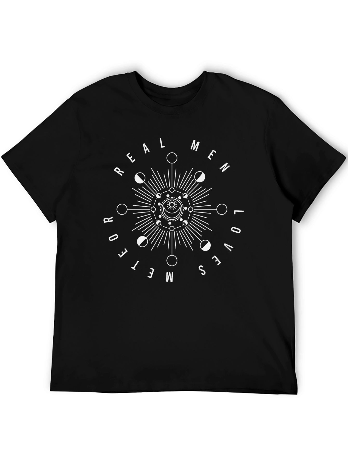Real Men Love Meteors Black Graphic T-Shirt