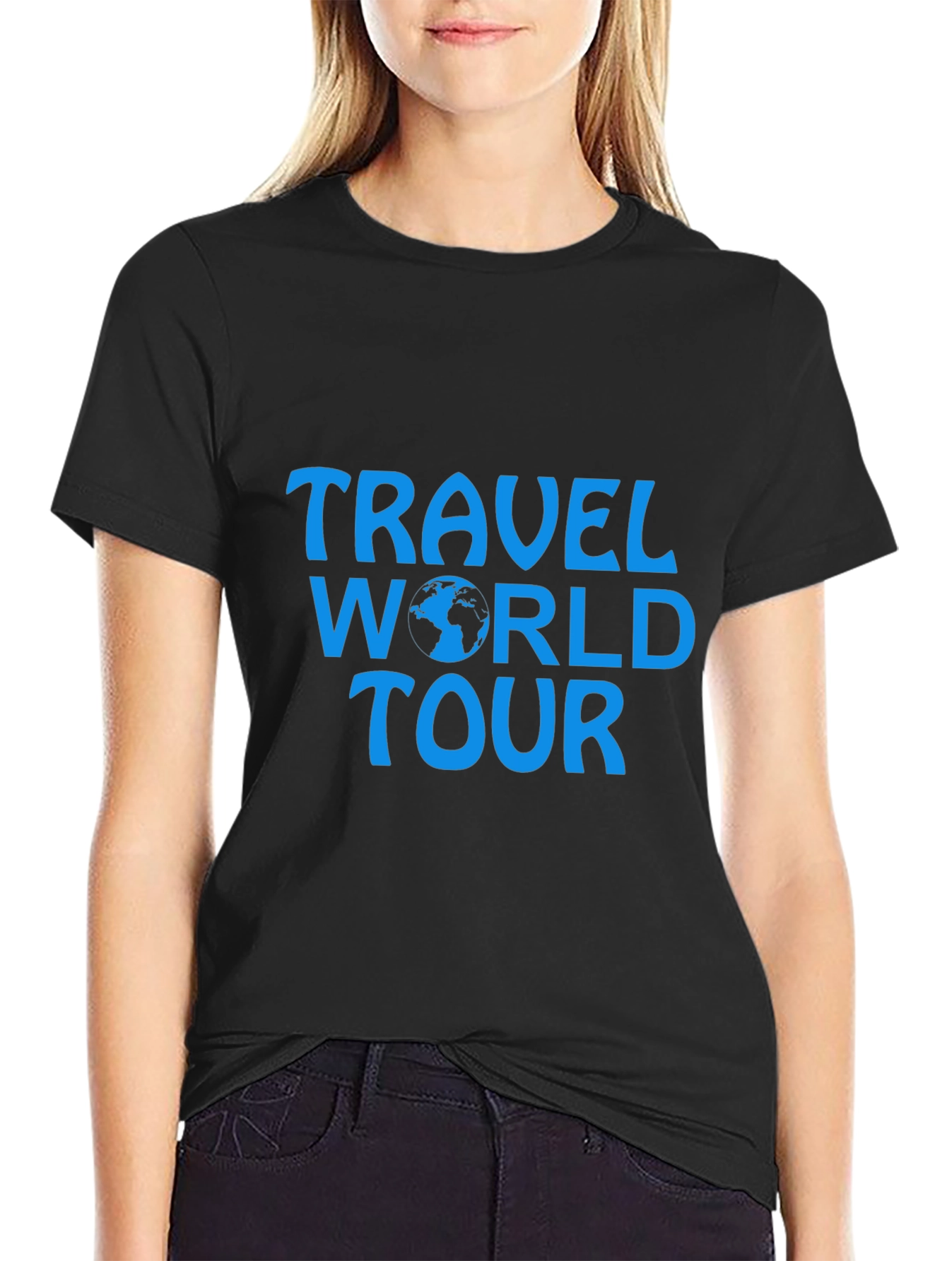Travel World Tour Graphic Tee - Black