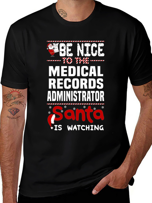 Funny Medical Records Administrator Santa Christmas T-Shirt