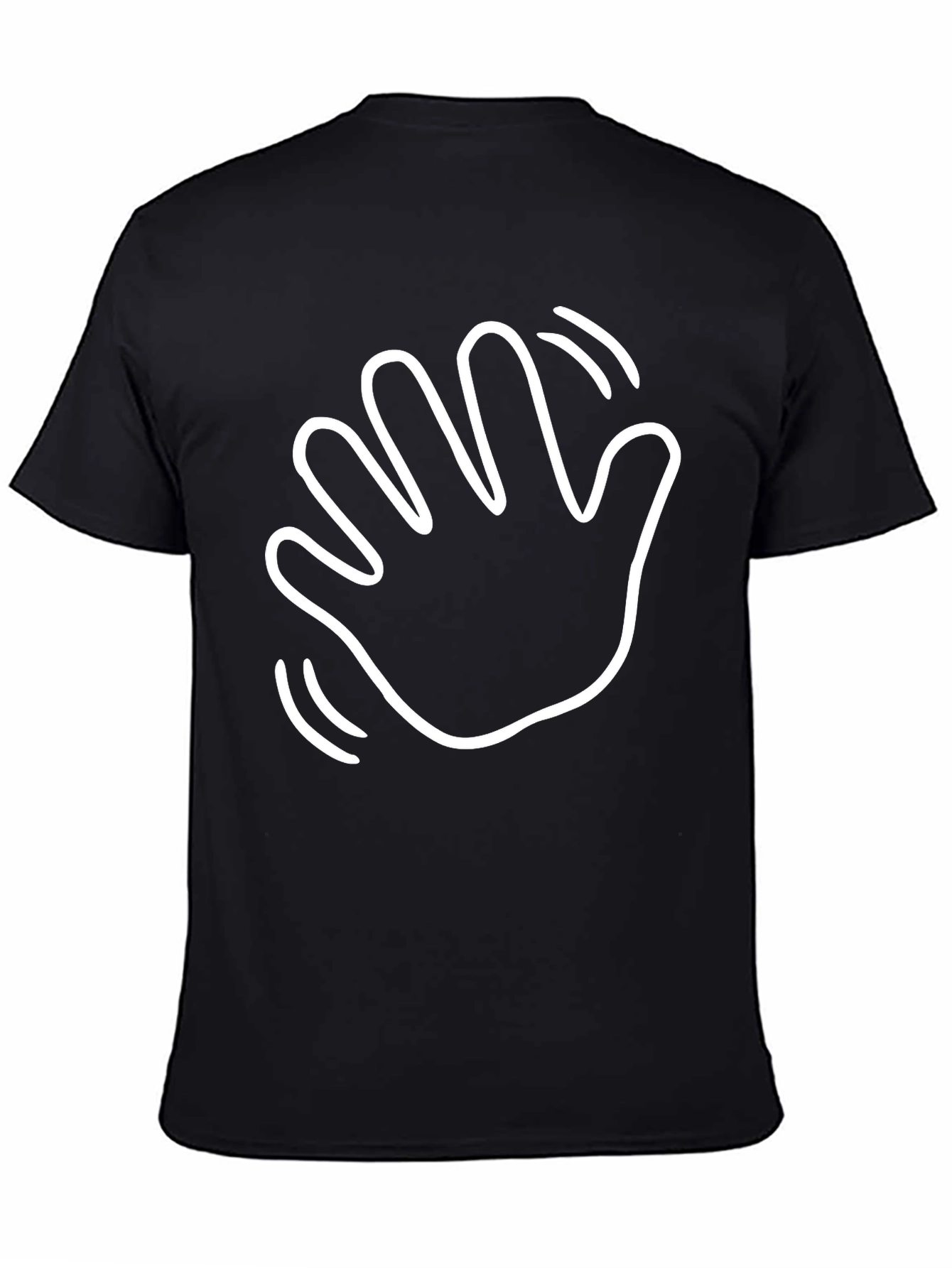 Waving Hand Graphic Tee - Casual Black T-Shirt