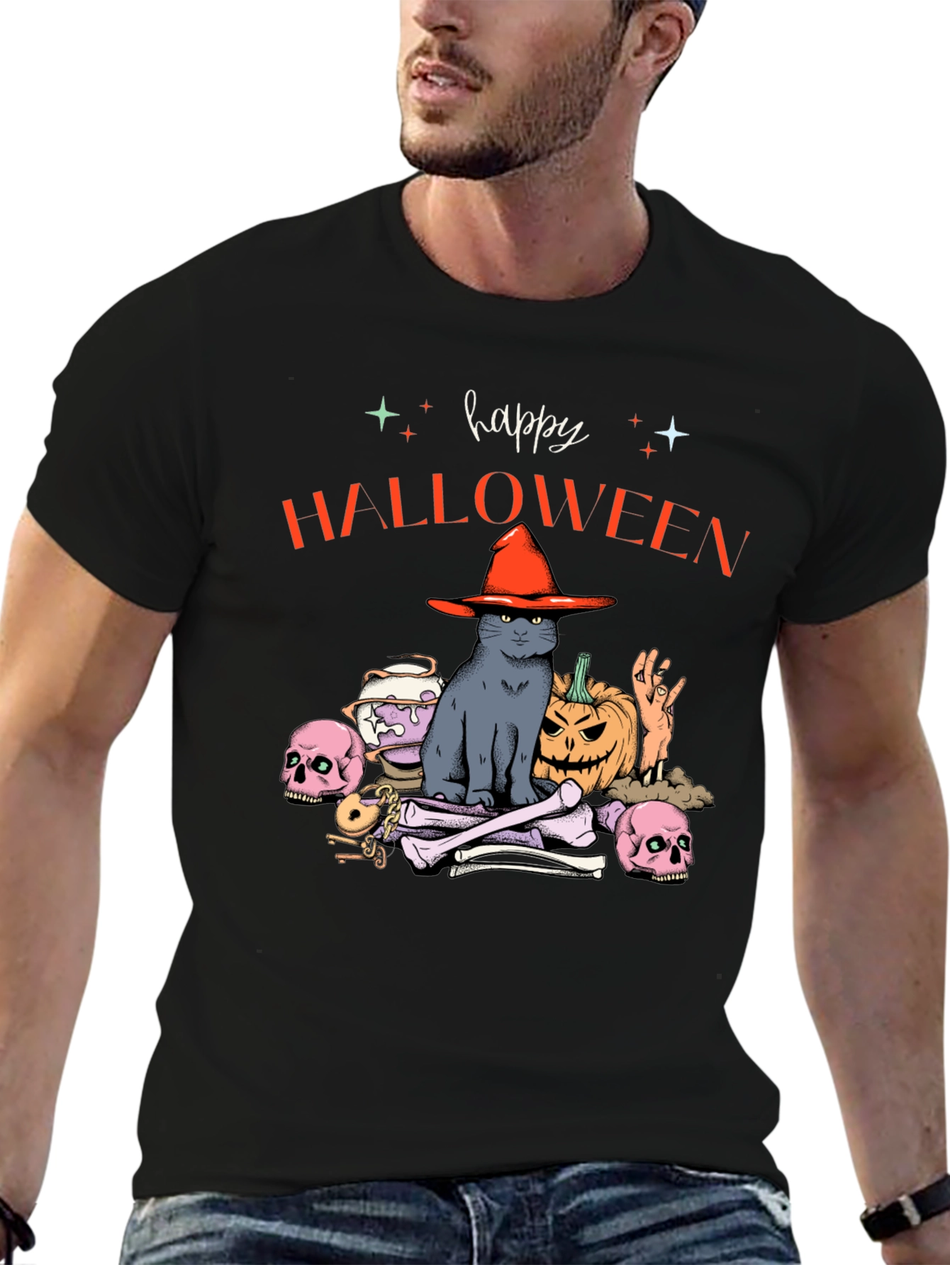 Happy Halloween Cat Graphic Tee