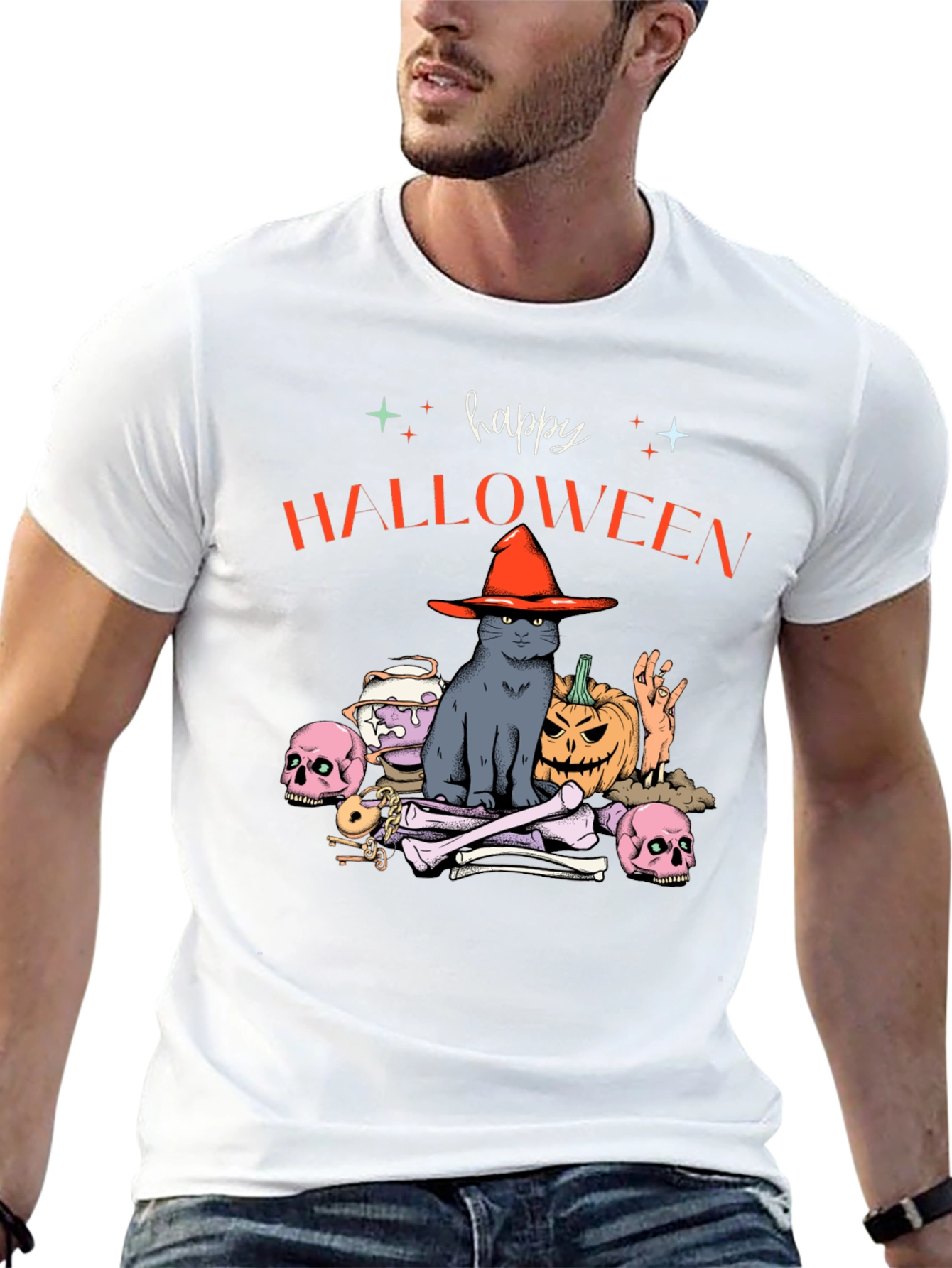 Happy Halloween Cat Graphic Tee