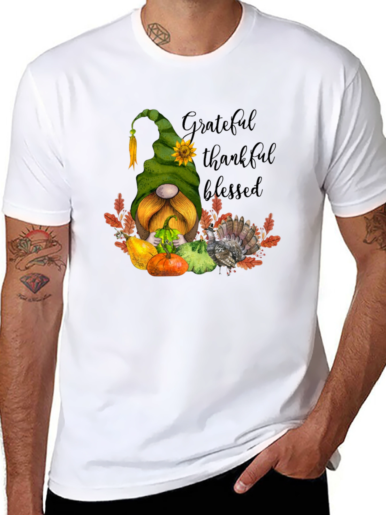 Grateful Thankful Blessed Thanksgiving Gnome T-Shirt