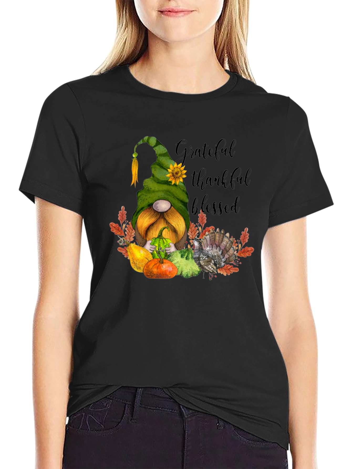 Grateful Thankful Blessed Thanksgiving Gnome T-Shirt