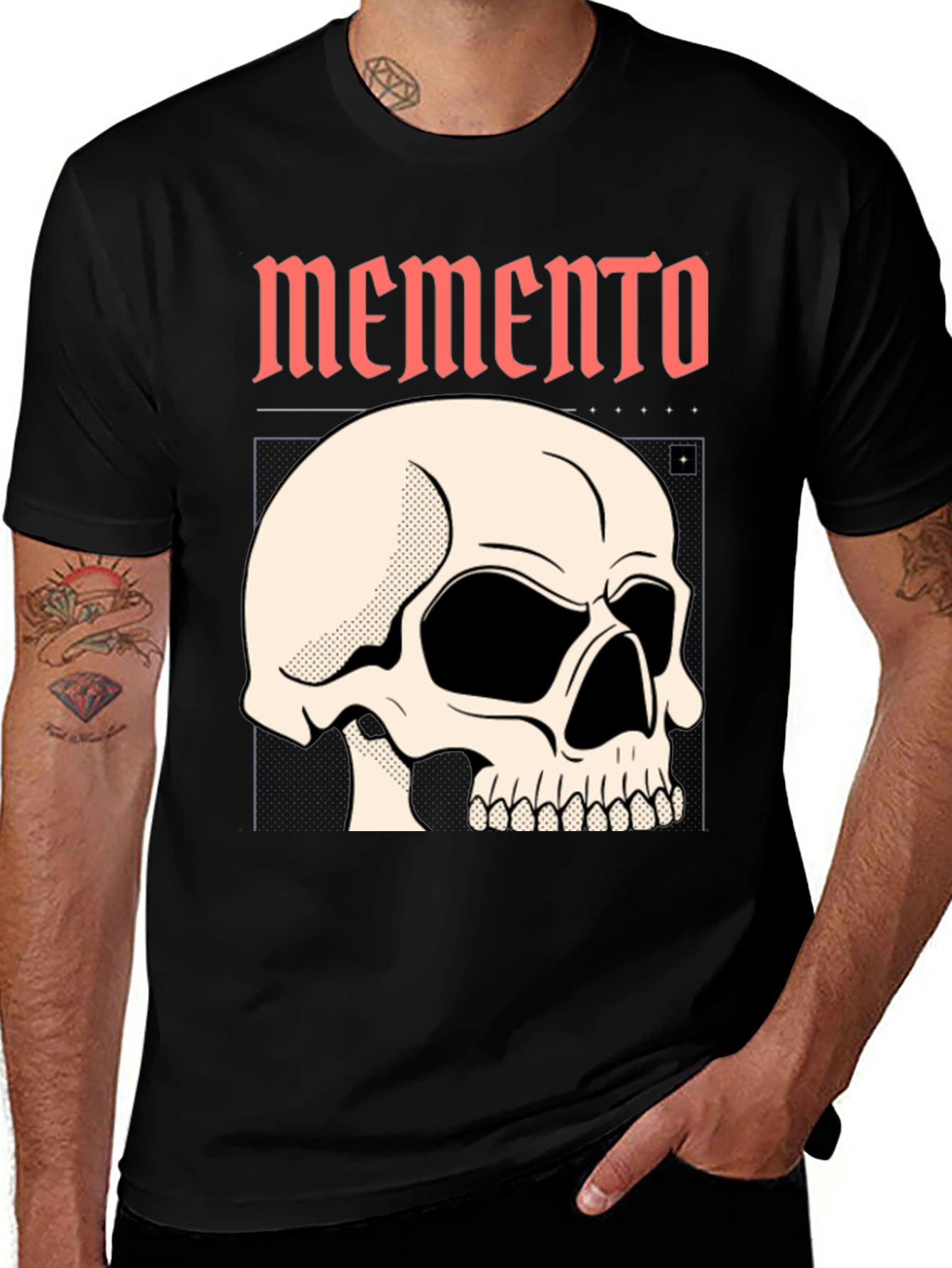 Memento Skull Graphic Black T-Shirt