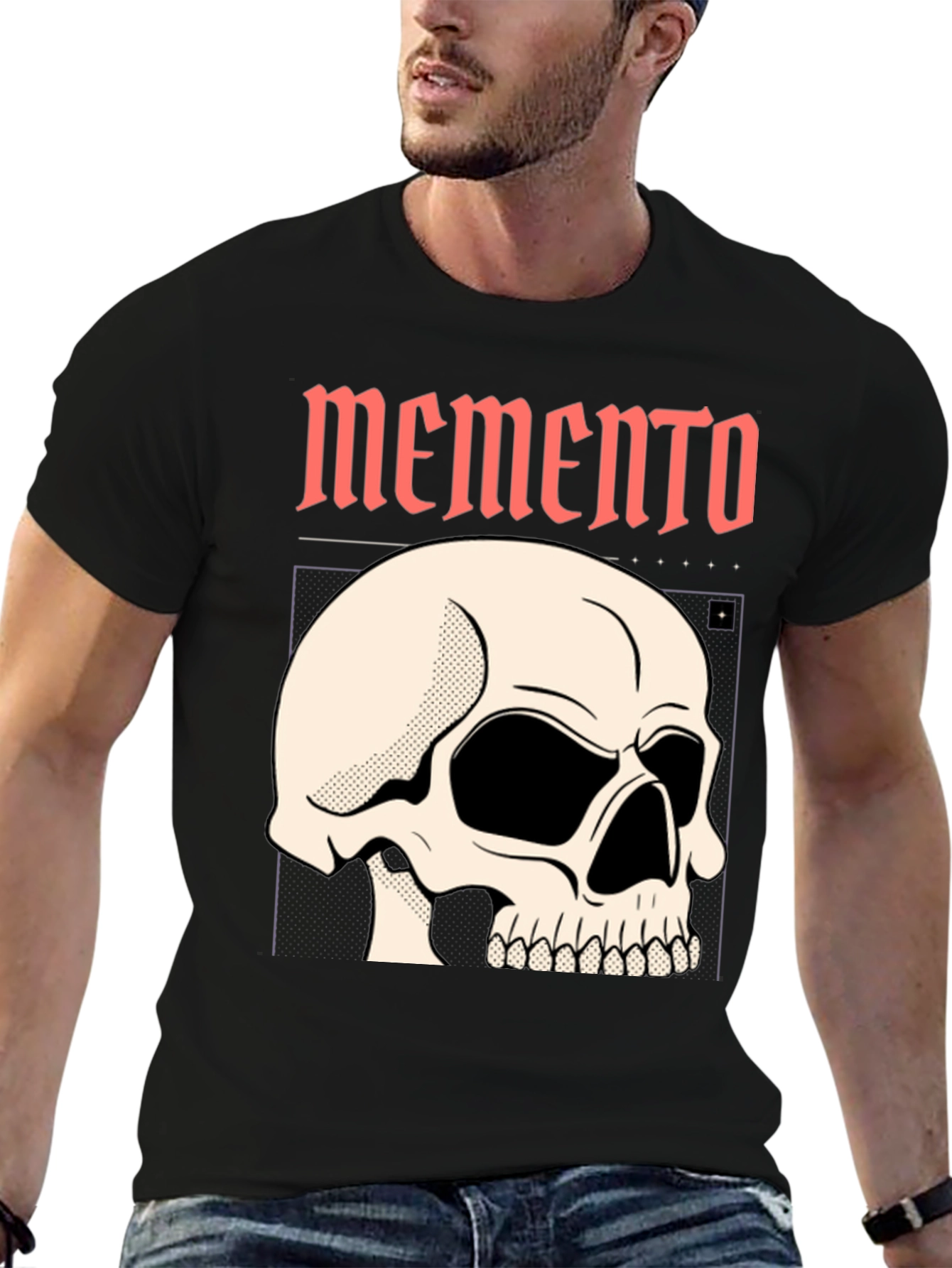 Memento Skull Graphic Black T-Shirt