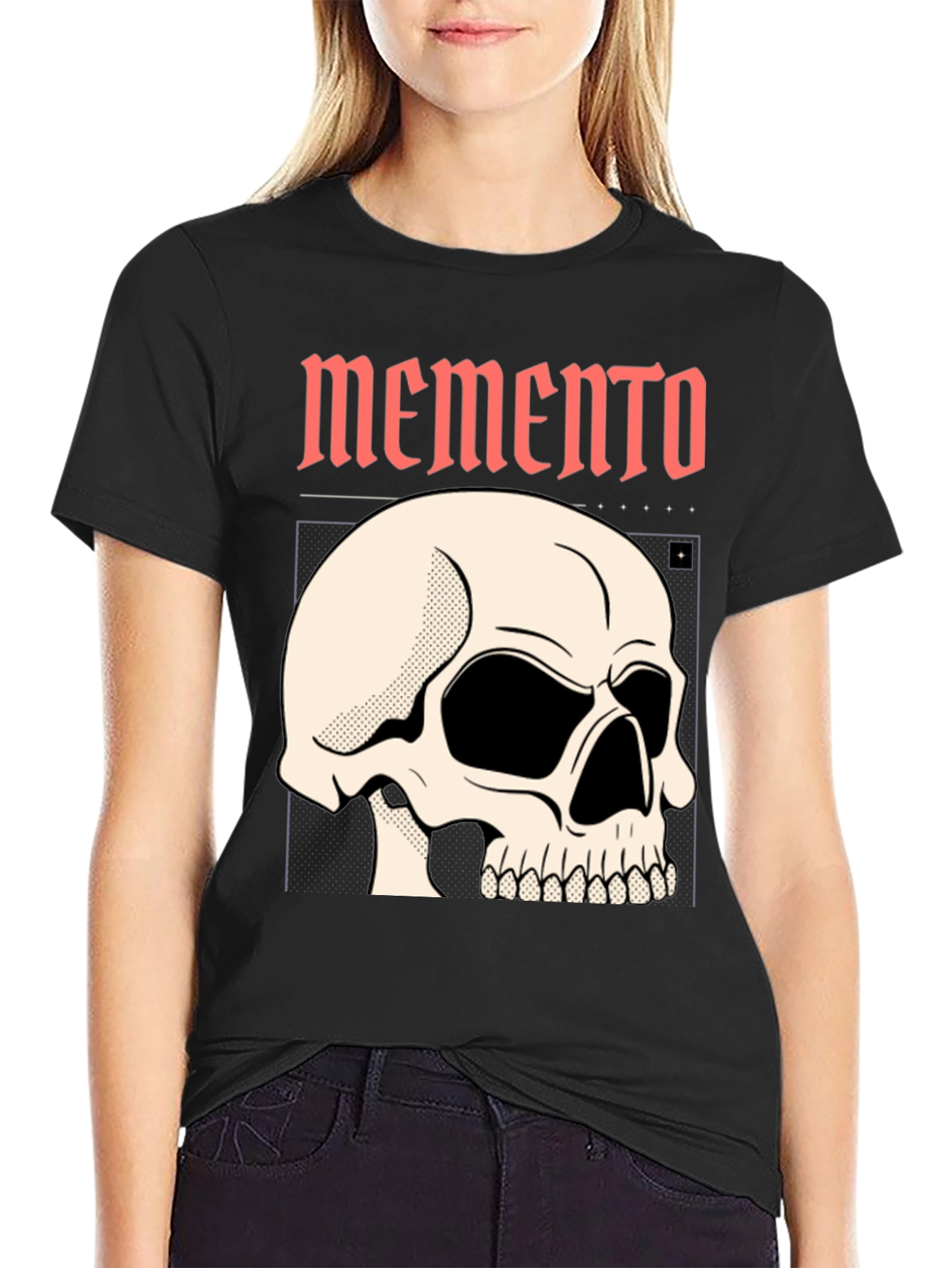 Memento Skull Graphic Black T-Shirt