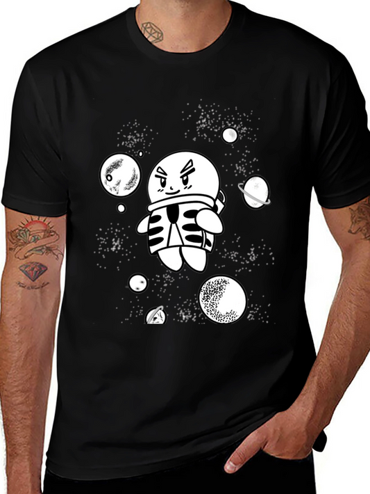 Astronaut Cartoon Graphic Black T-Shirt