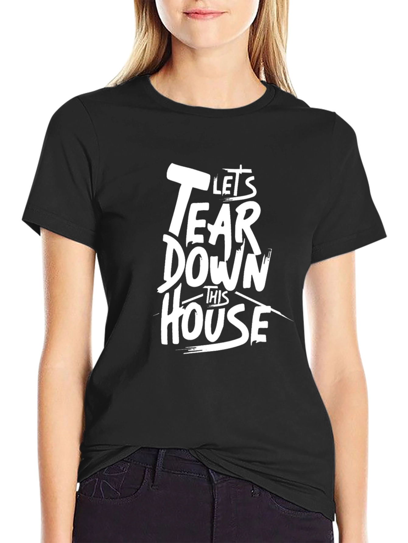 Tear Down This House Graphic Print Tee - Black