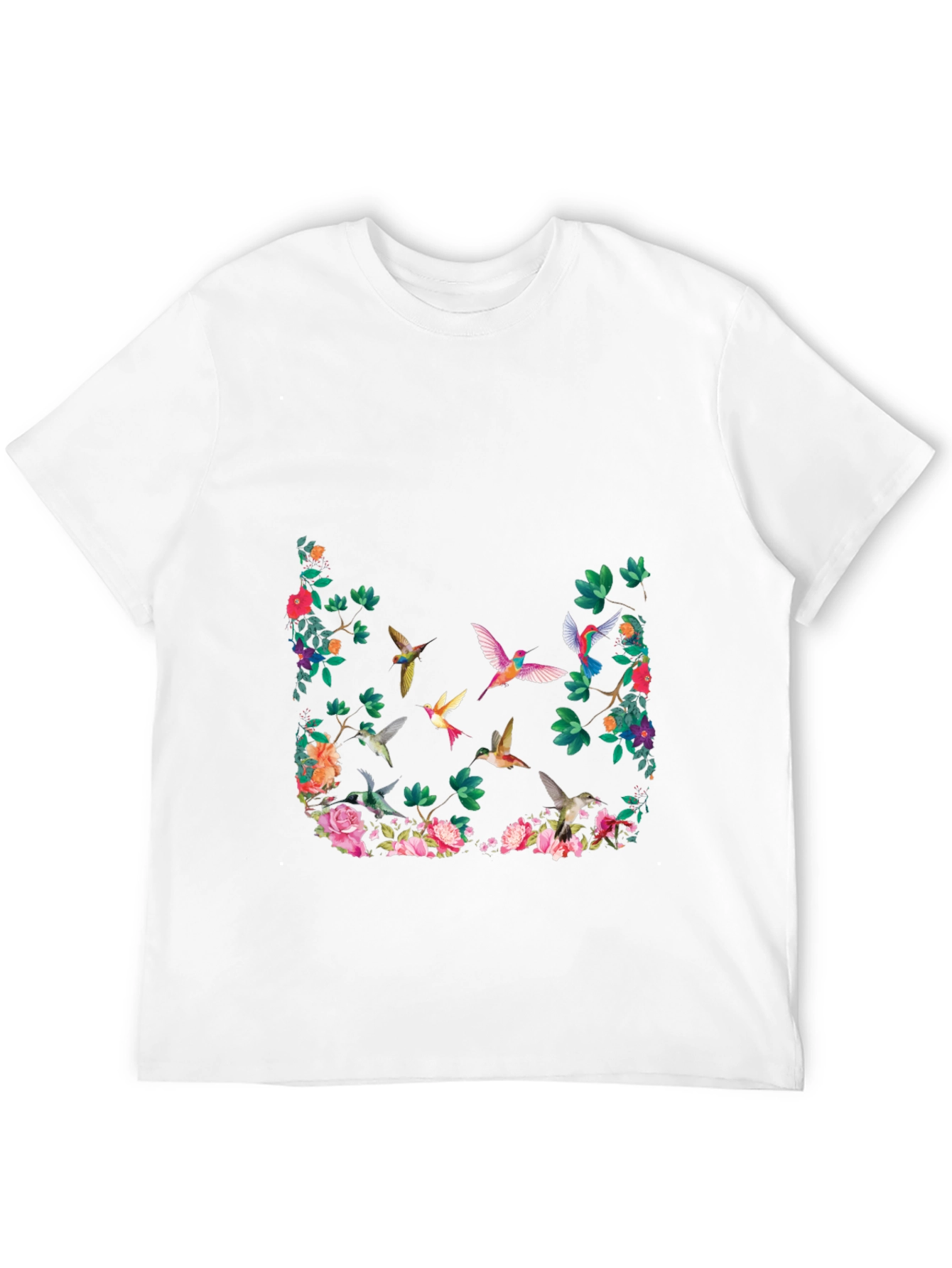 Floral Hummingbird Graphic T-Shirt