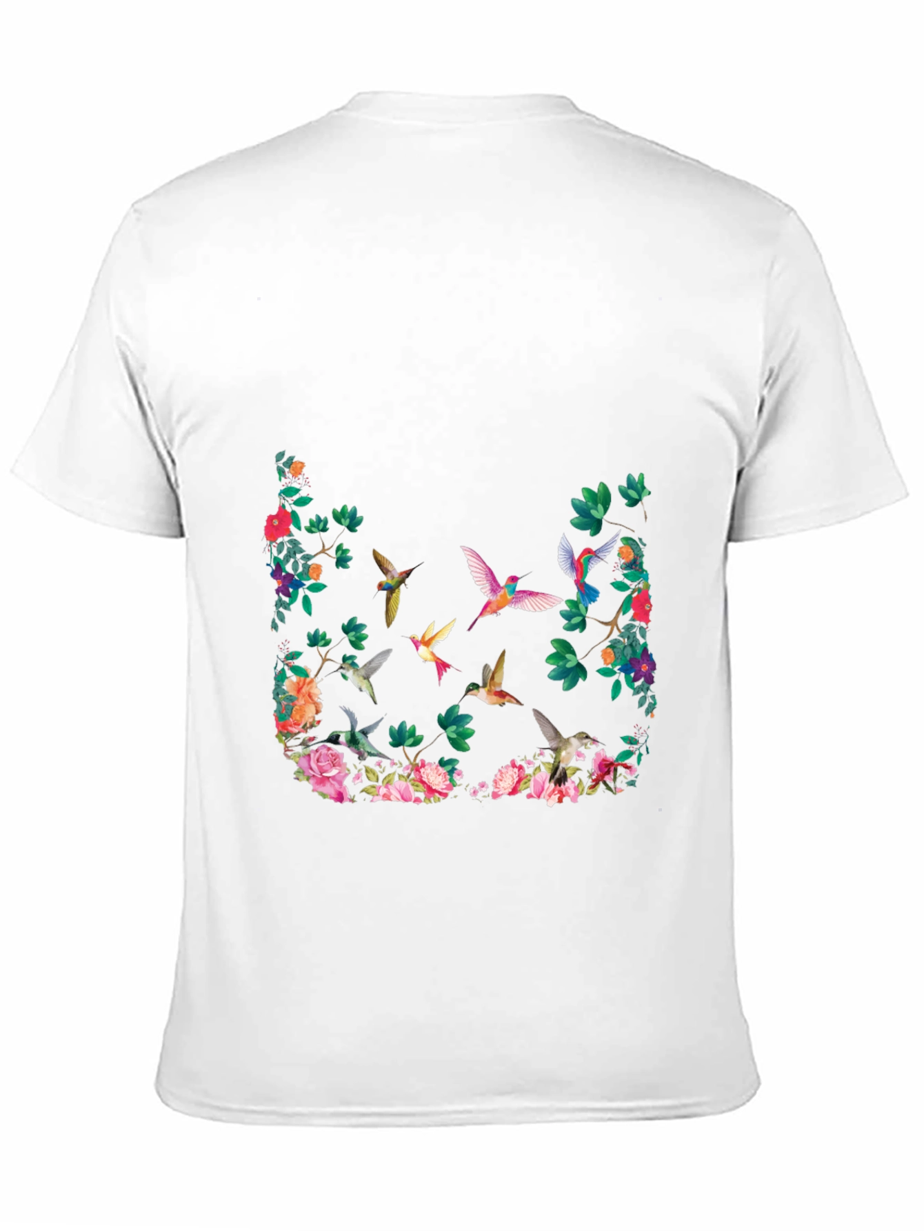 Floral Hummingbird Graphic T-Shirt