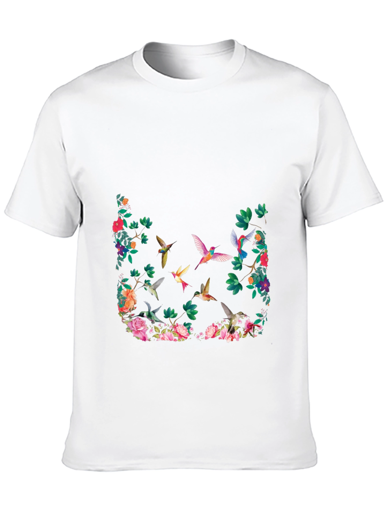 Floral Hummingbird Graphic T-Shirt