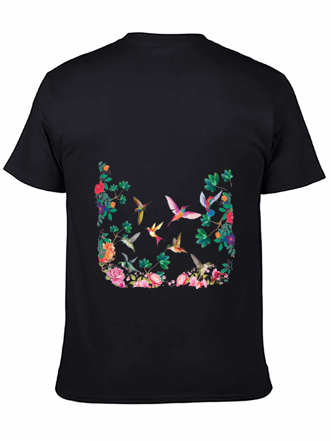 Floral Hummingbird Graphic T-Shirt