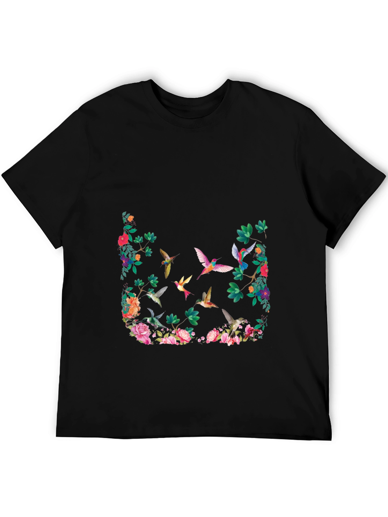 Floral Hummingbird Graphic T-Shirt