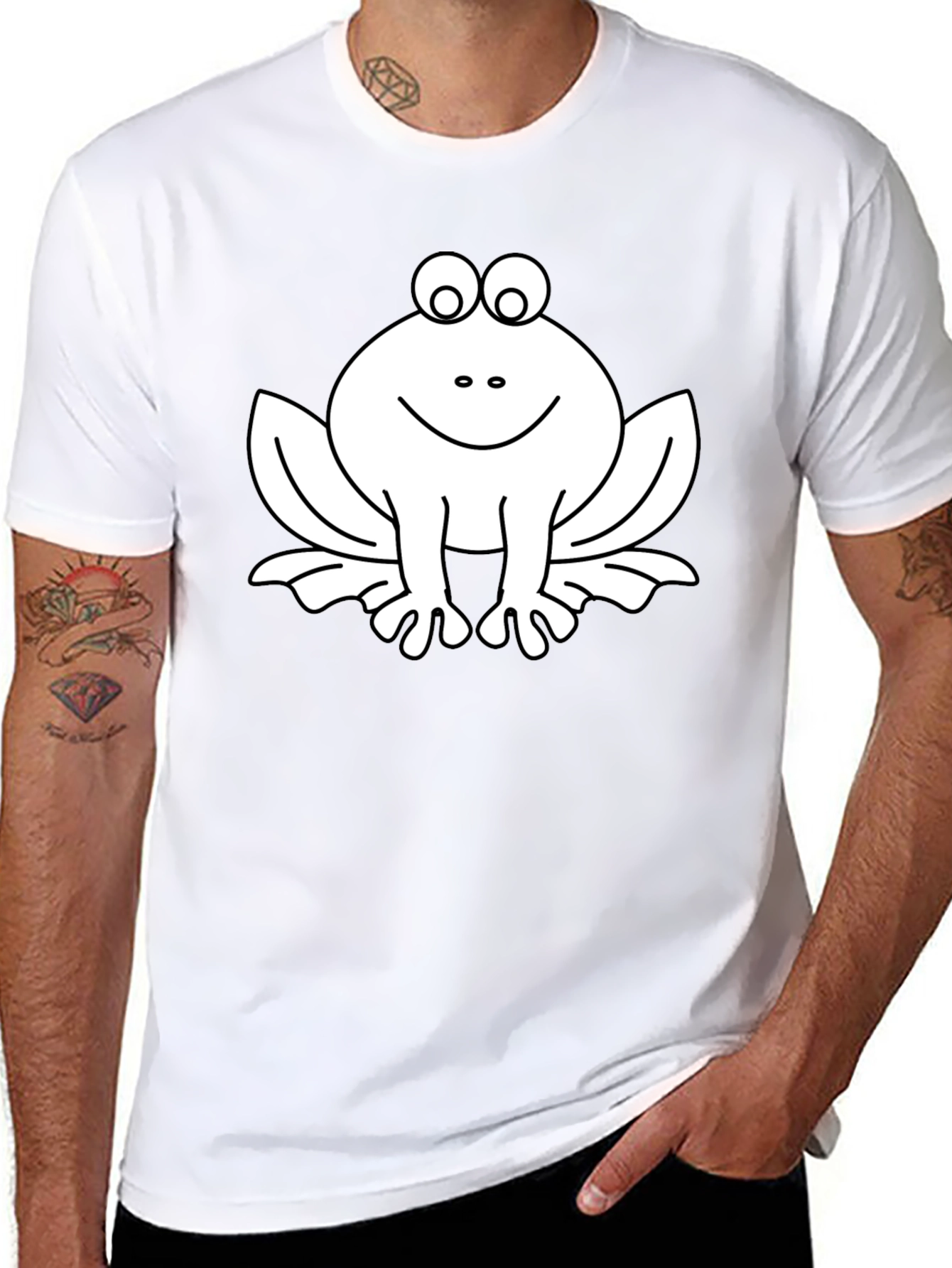 Funny Frog Graphic Tee - Black Cotton T-Shirt
