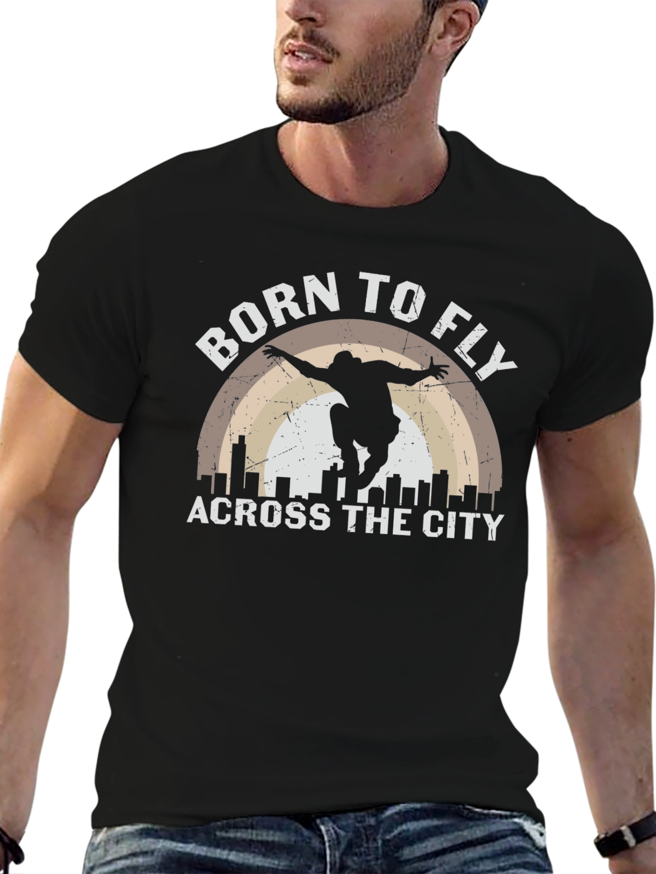 Born to Fly Across The City Black T-Shirt