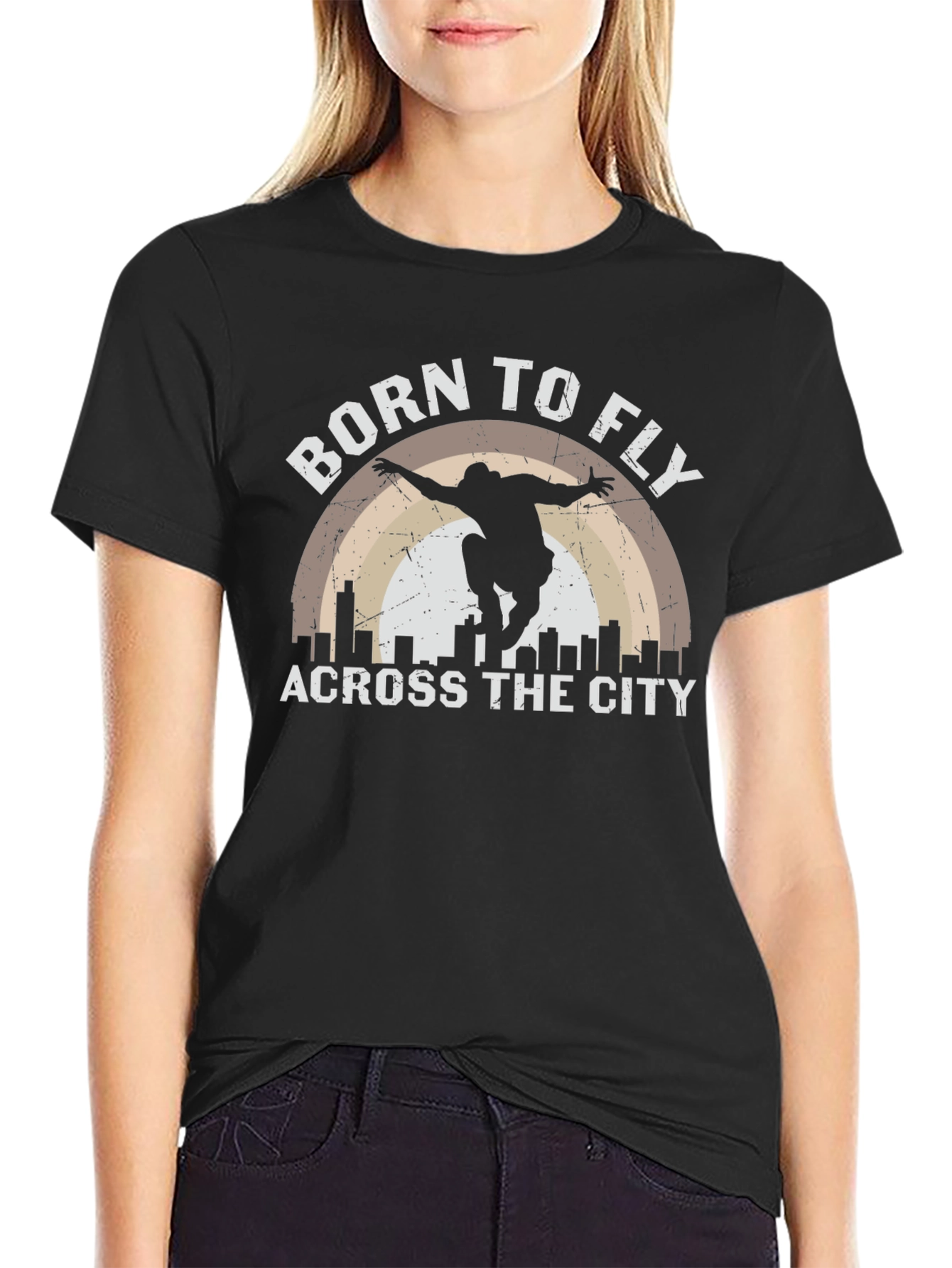 Born to Fly Across The City Black T-Shirt