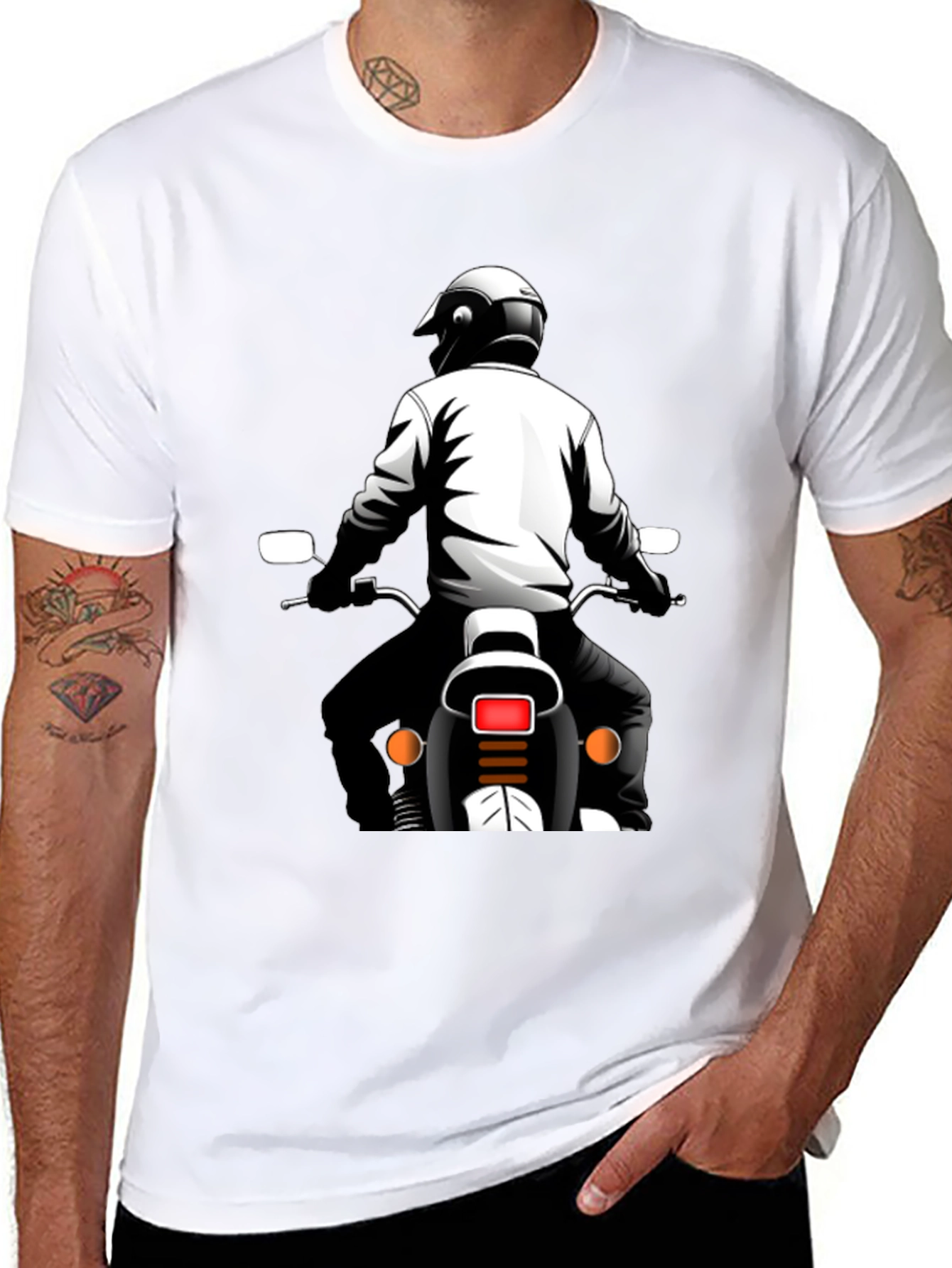 Motorcycle Rider Graphic Tee - Black