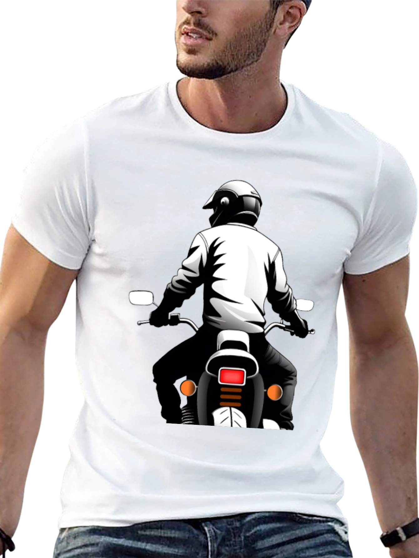 Motorcycle Rider Graphic Tee - Black