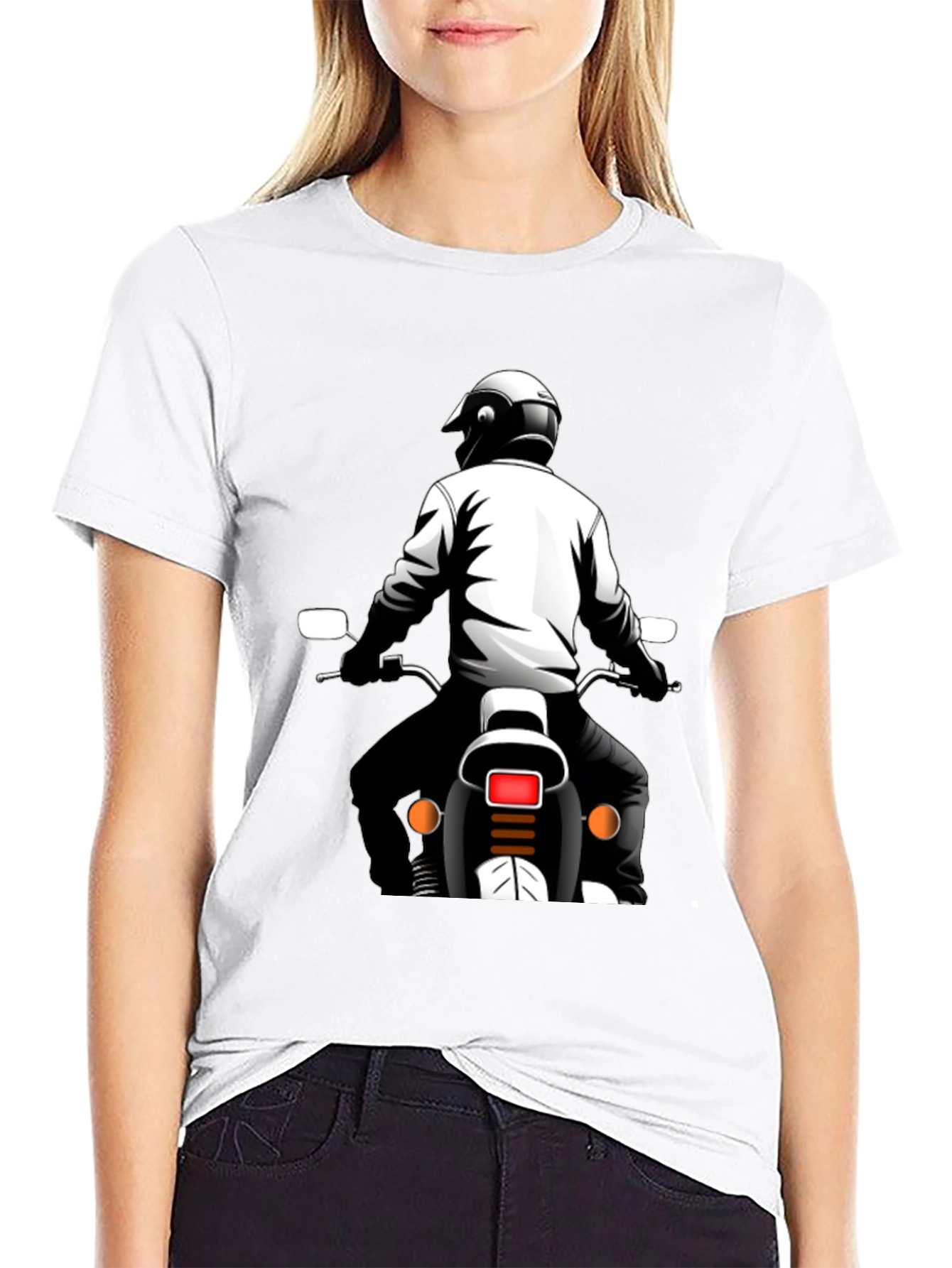 Motorcycle Rider Graphic Tee - Black