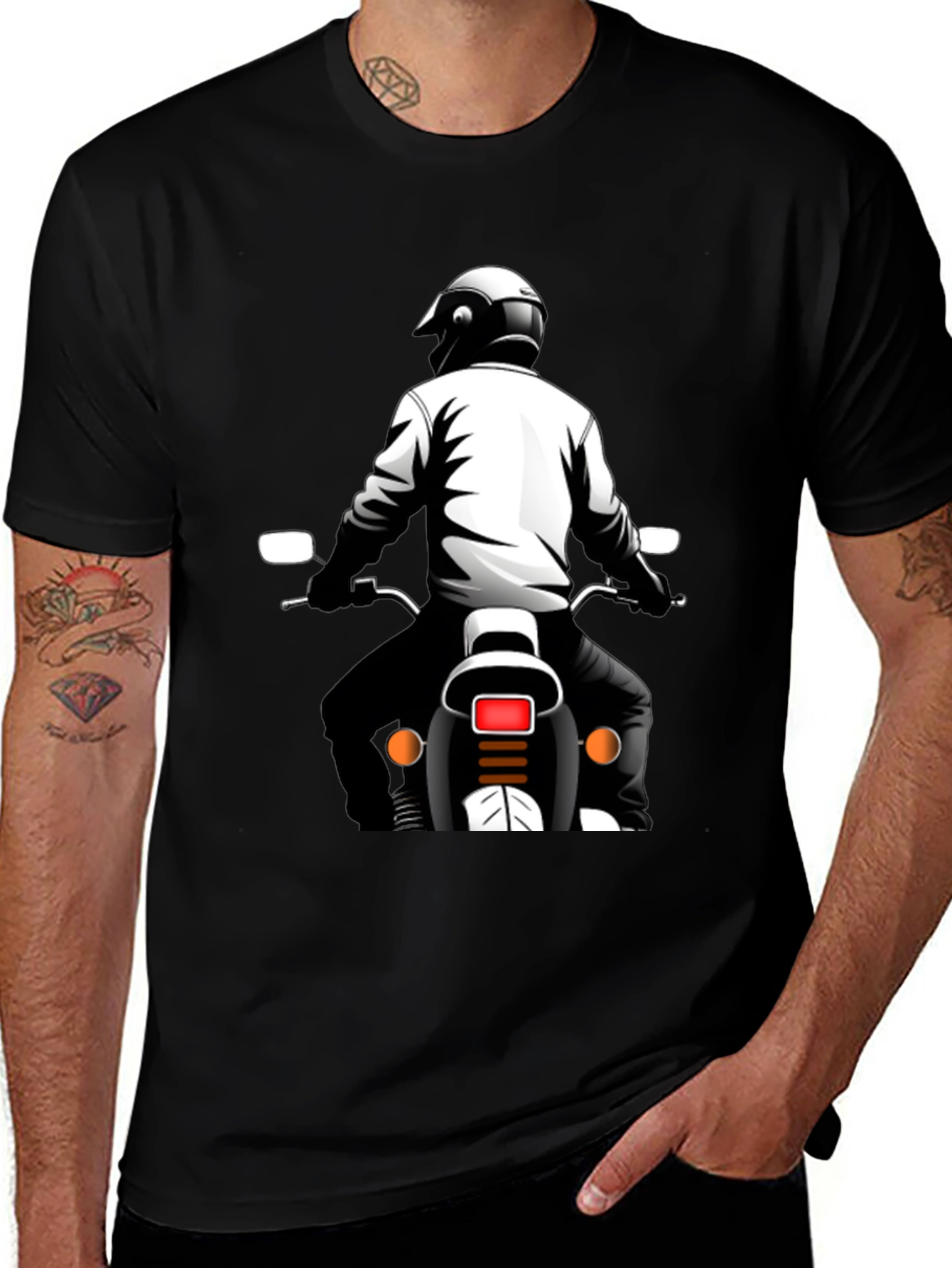 Motorcycle Rider Graphic Tee - Black