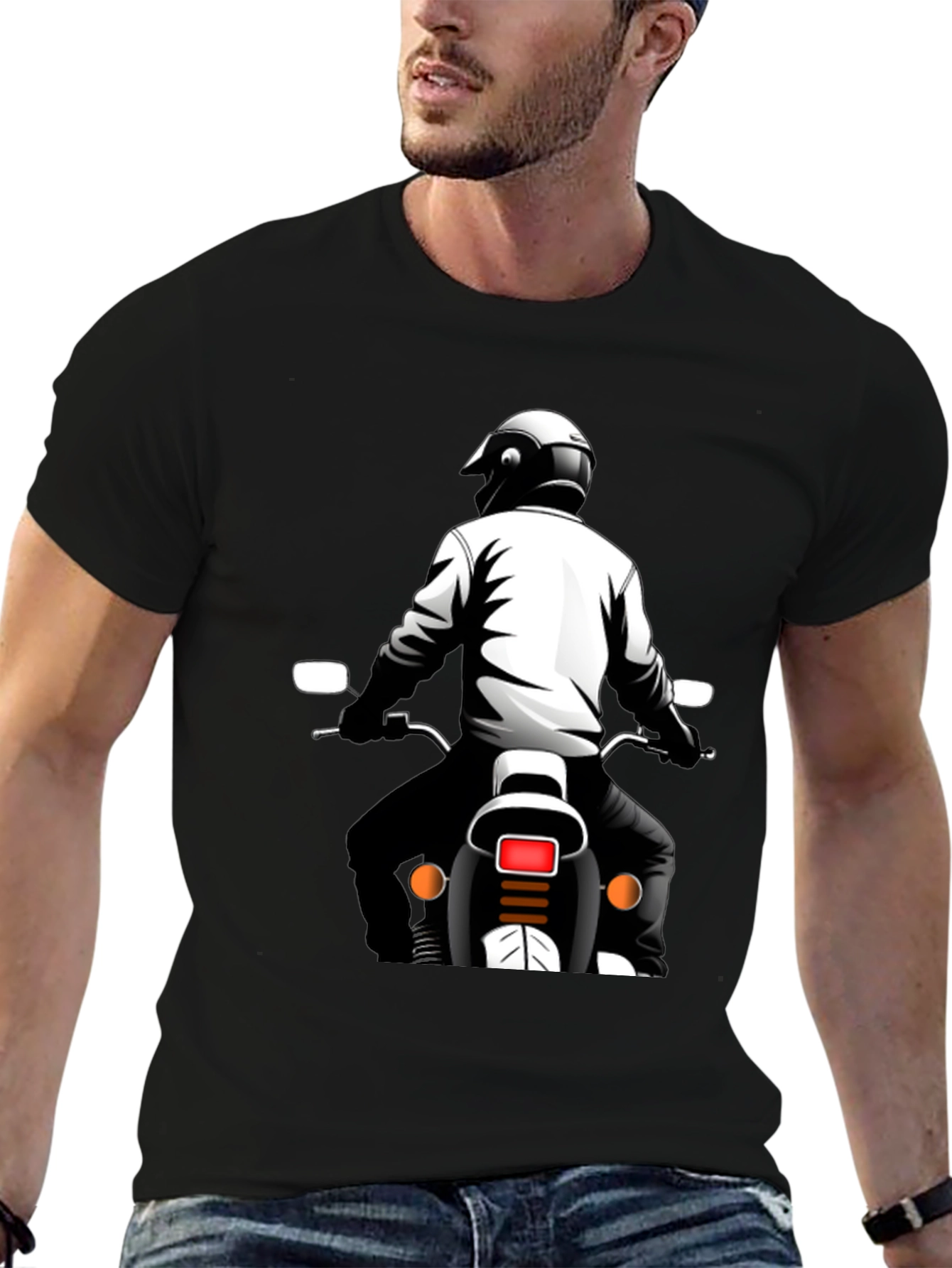 Motorcycle Rider Graphic Tee - Black