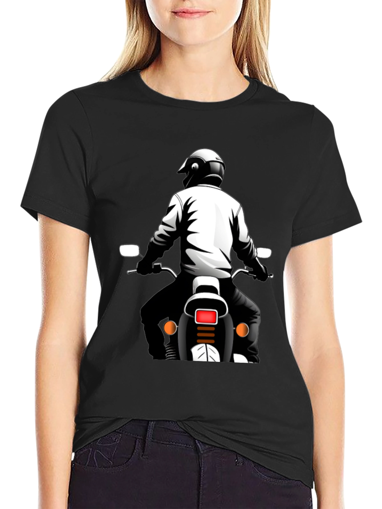 Motorcycle Rider Graphic Tee - Black