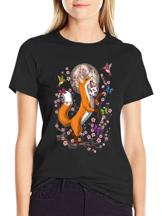 Fox Mask Cherry Blossom T-Shirt