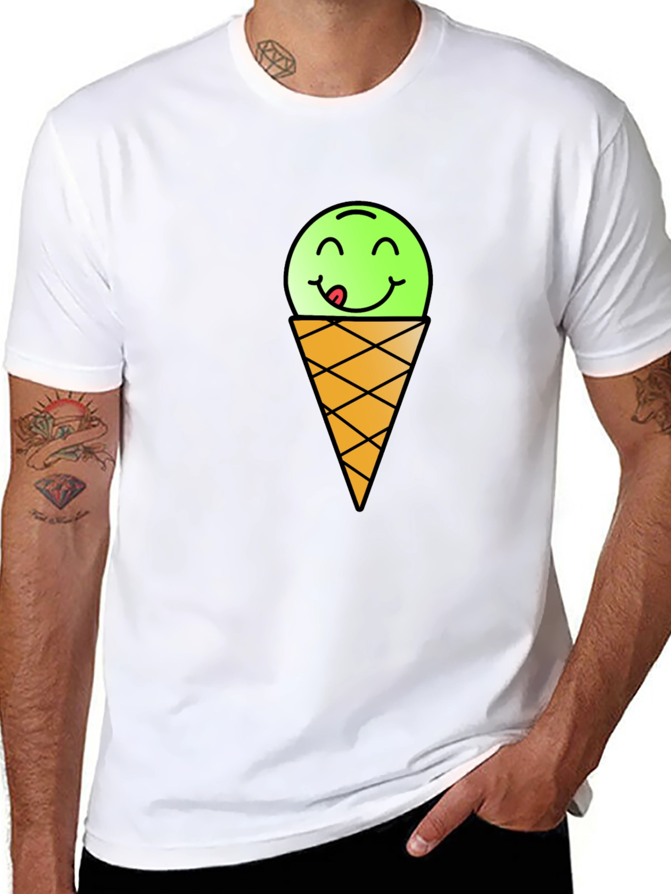 Ice Cream Emoji Black T-Shirt