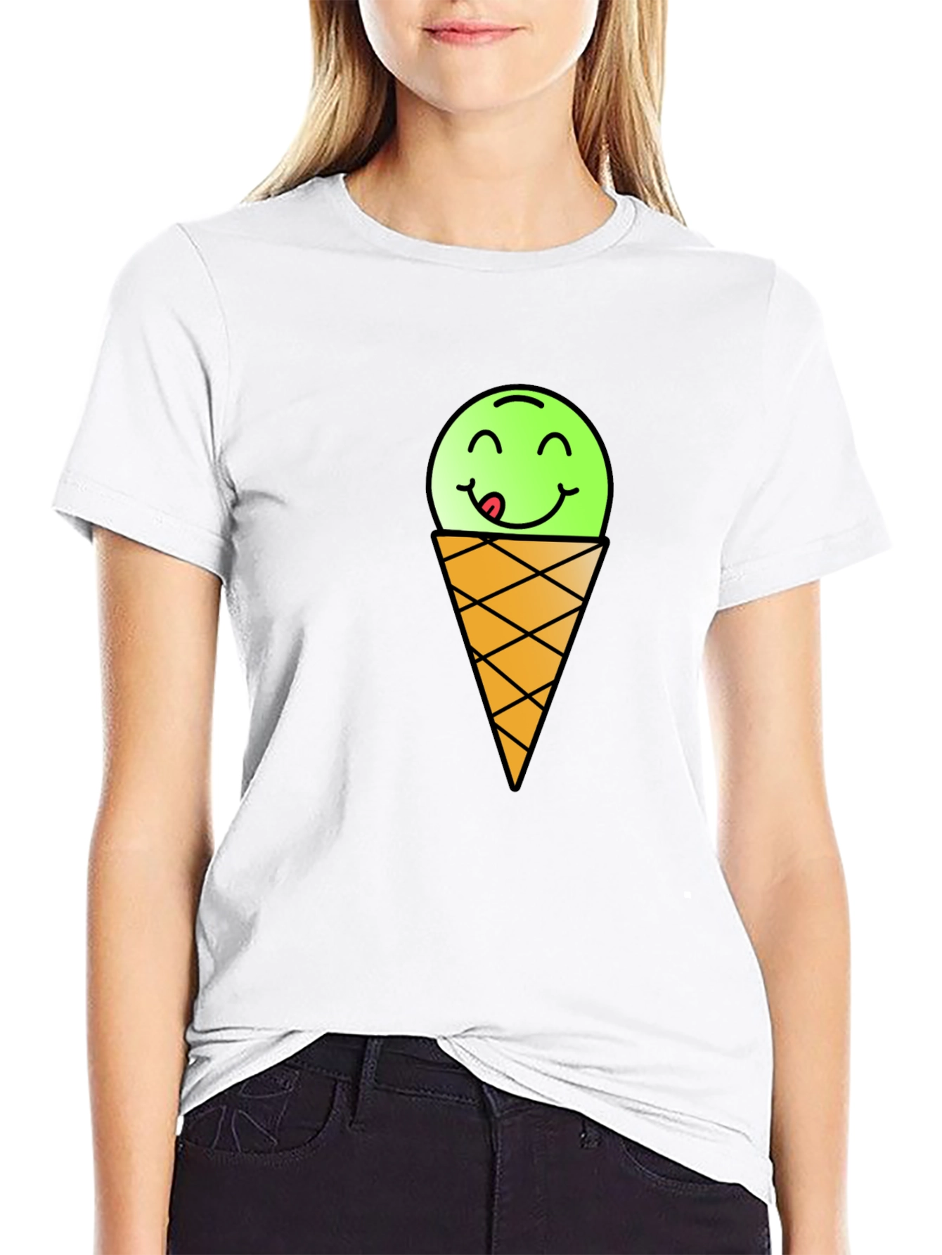 Ice Cream Emoji Black T-Shirt