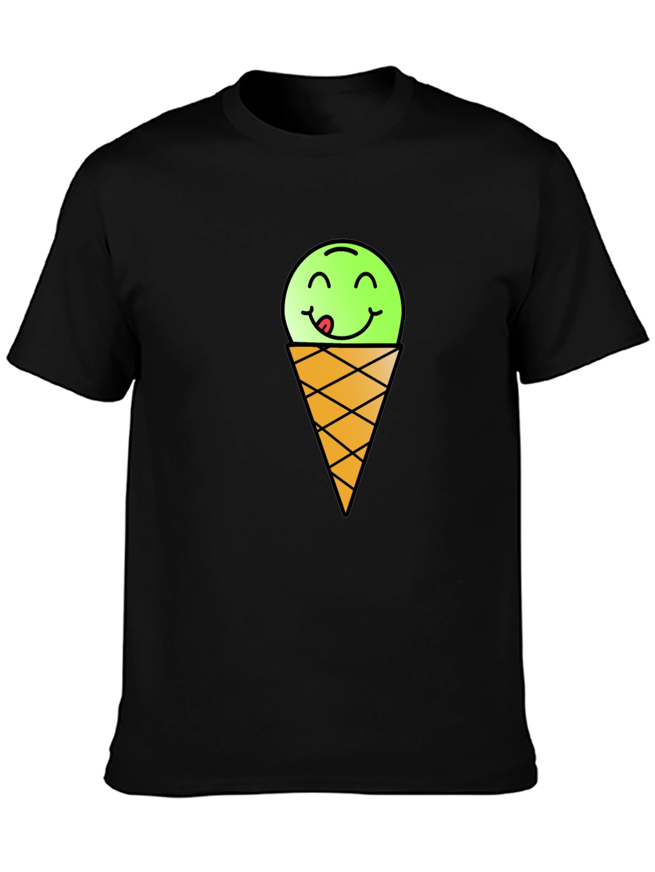 Ice Cream Emoji Black T-Shirt