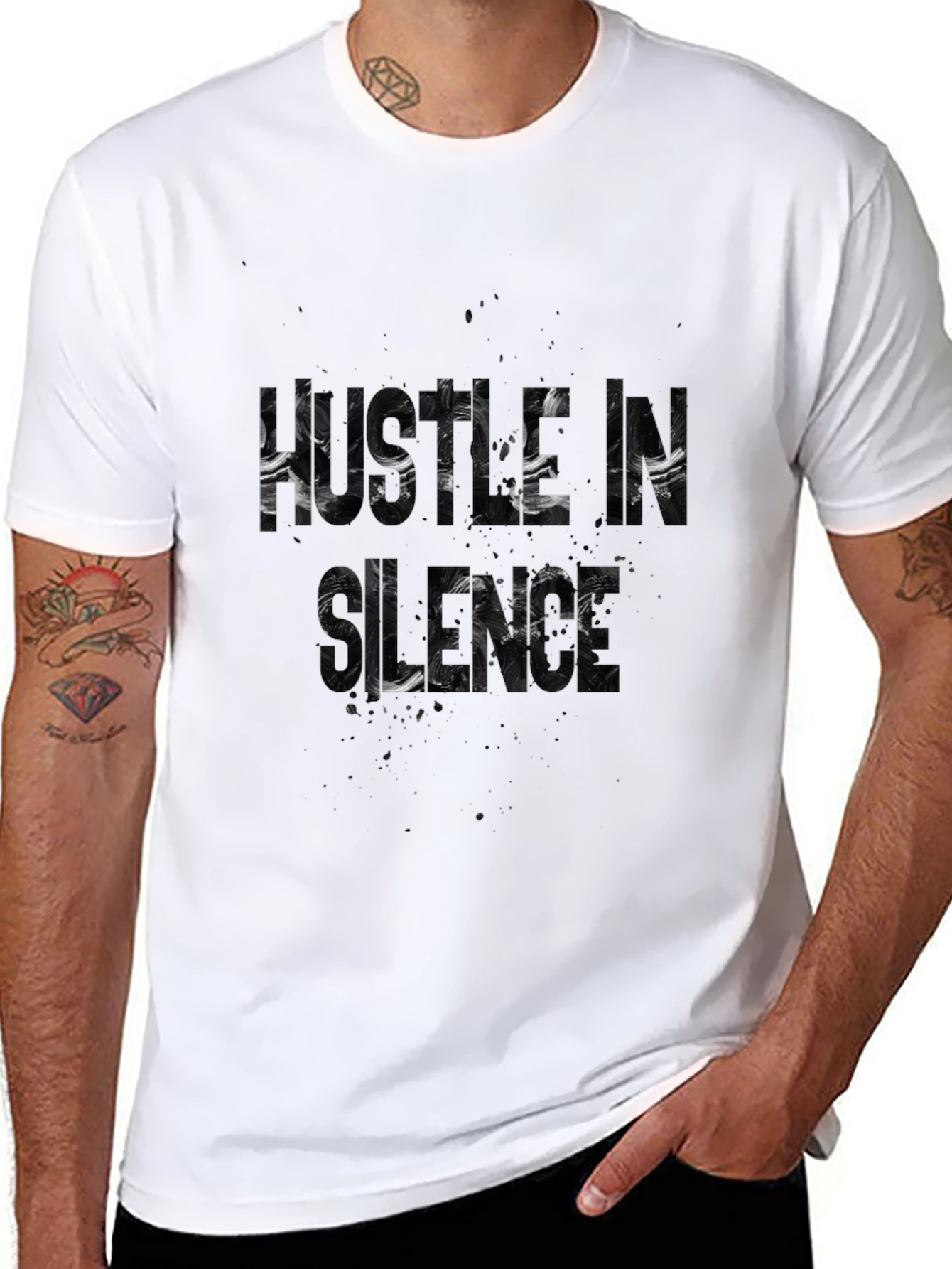 Hustle In Silence Black Graphic Tee