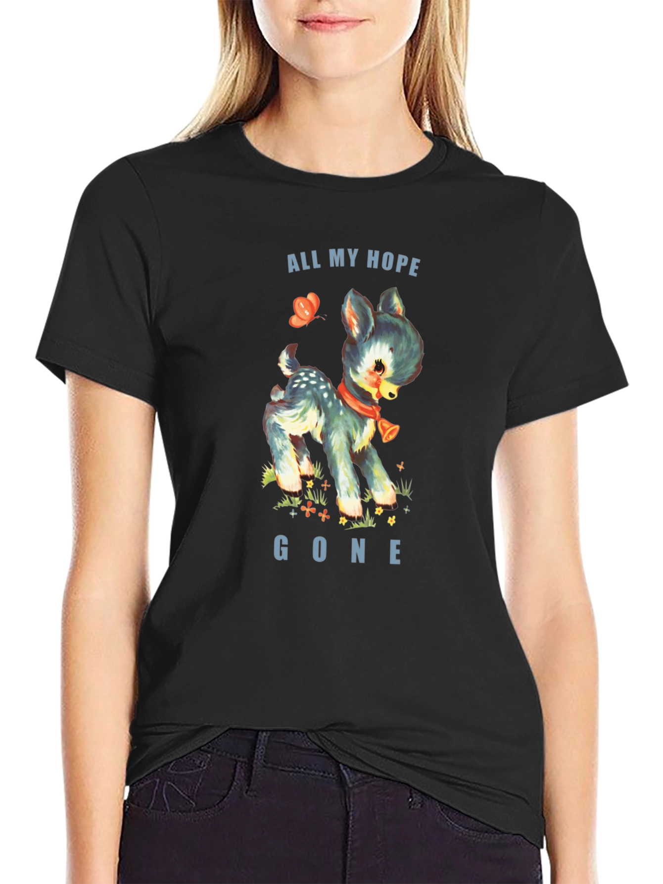 All My Hope Gone Deer Graphic Tee - Black