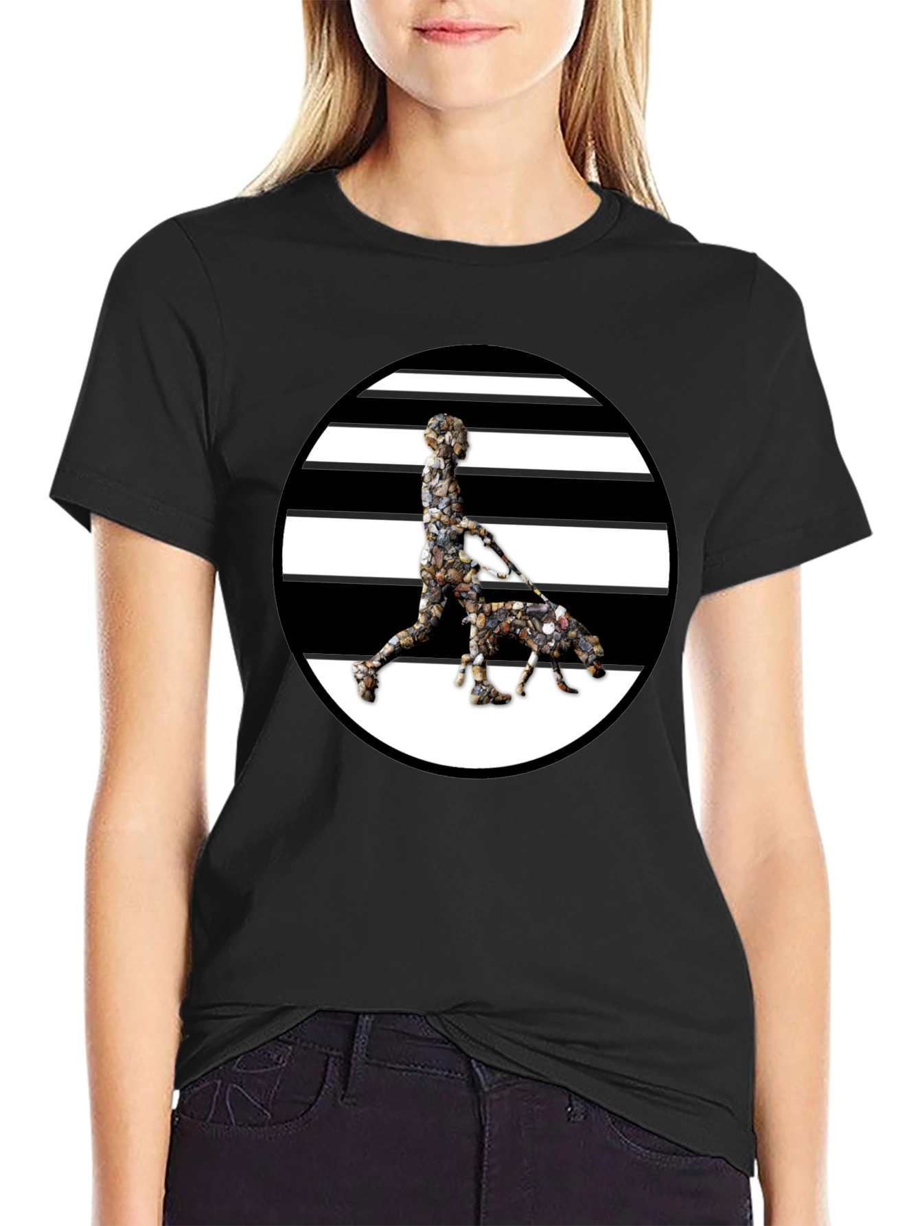 Stripped Circle Dog Walker Graphic Tee