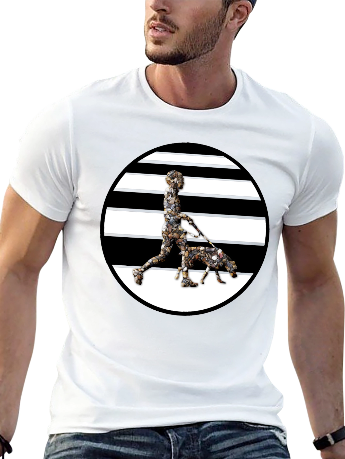 Stripped Circle Dog Walker Graphic Tee