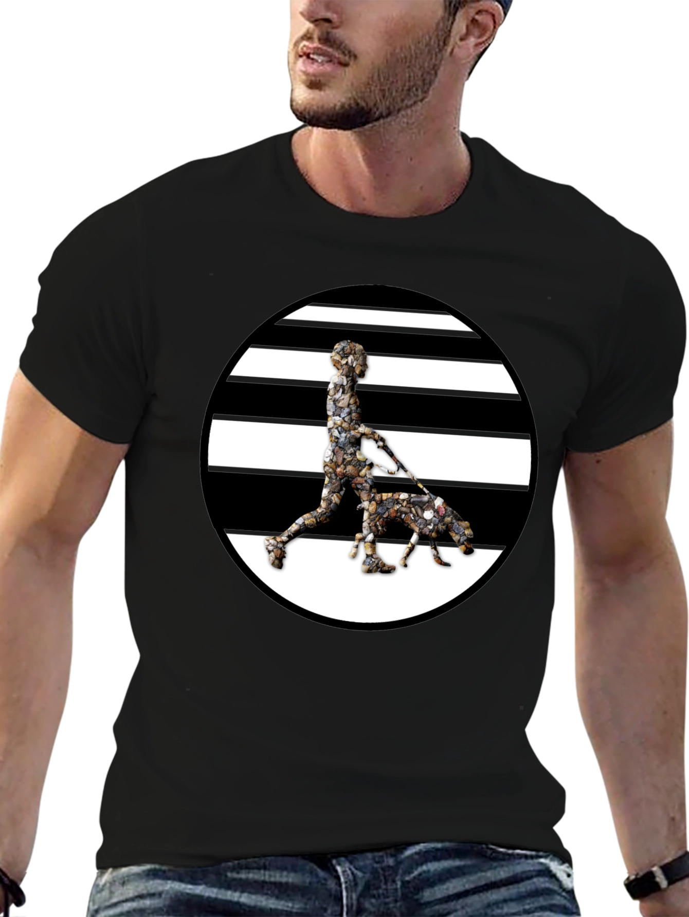 Stripped Circle Dog Walker Graphic Tee