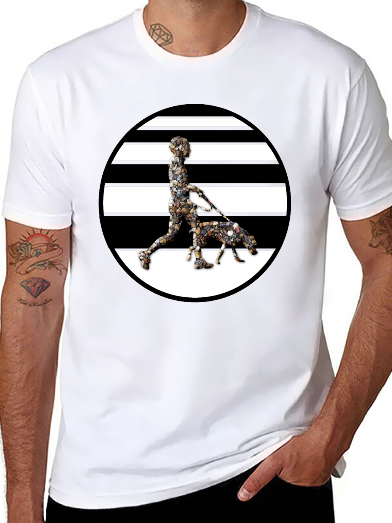 Stripped Circle Dog Walker Graphic Tee