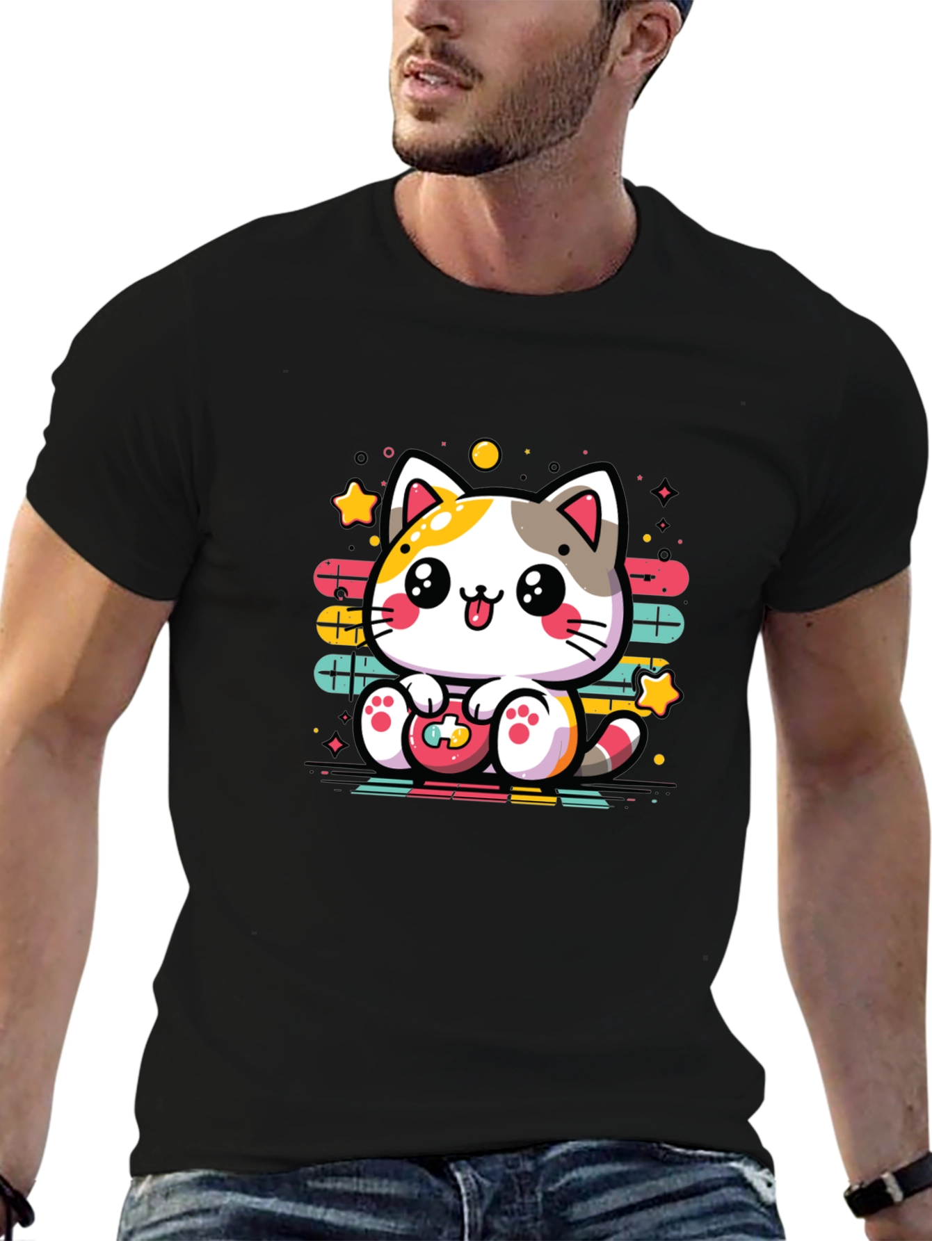Gamer Cat T-Shirt - Cute Kawaii Style Tee