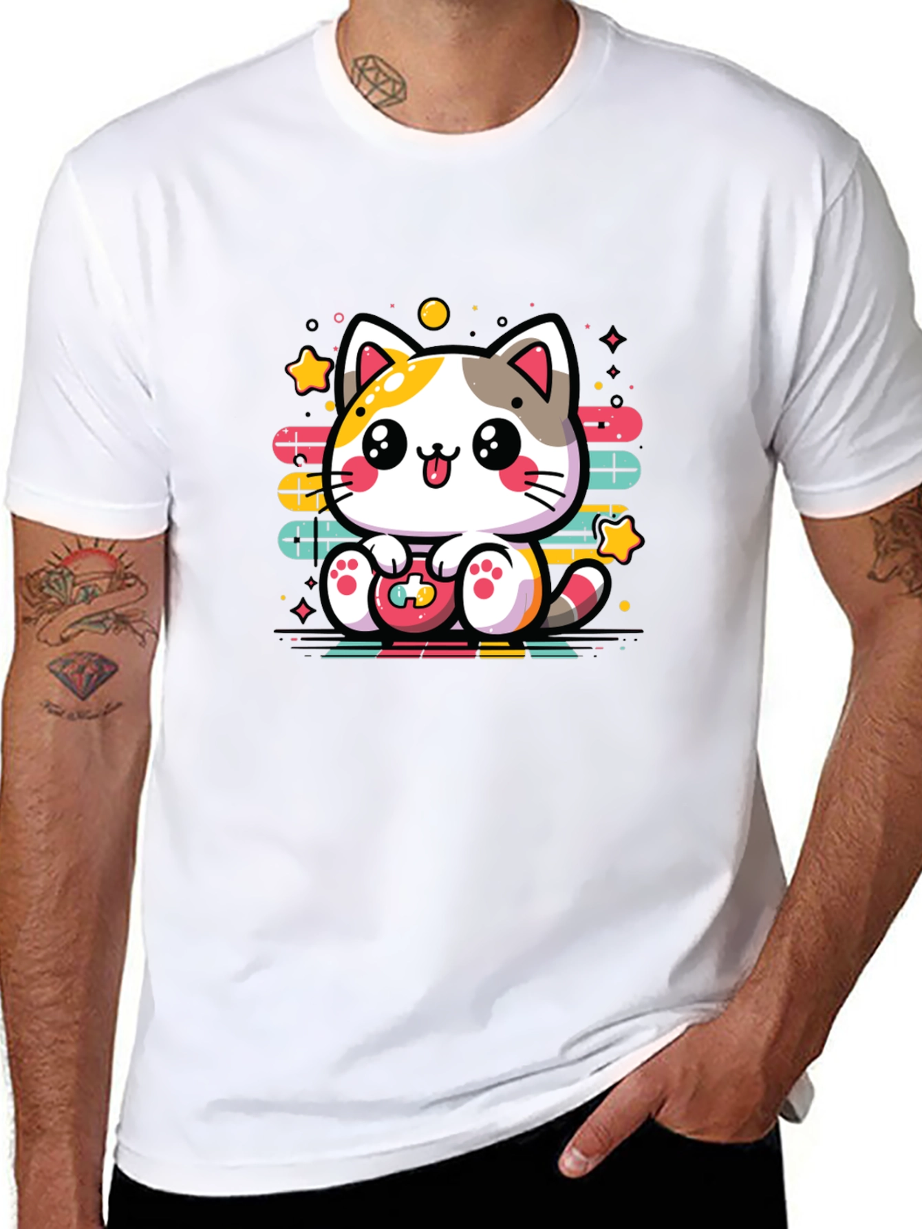 Gamer Cat T-Shirt - Cute Kawaii Style Tee