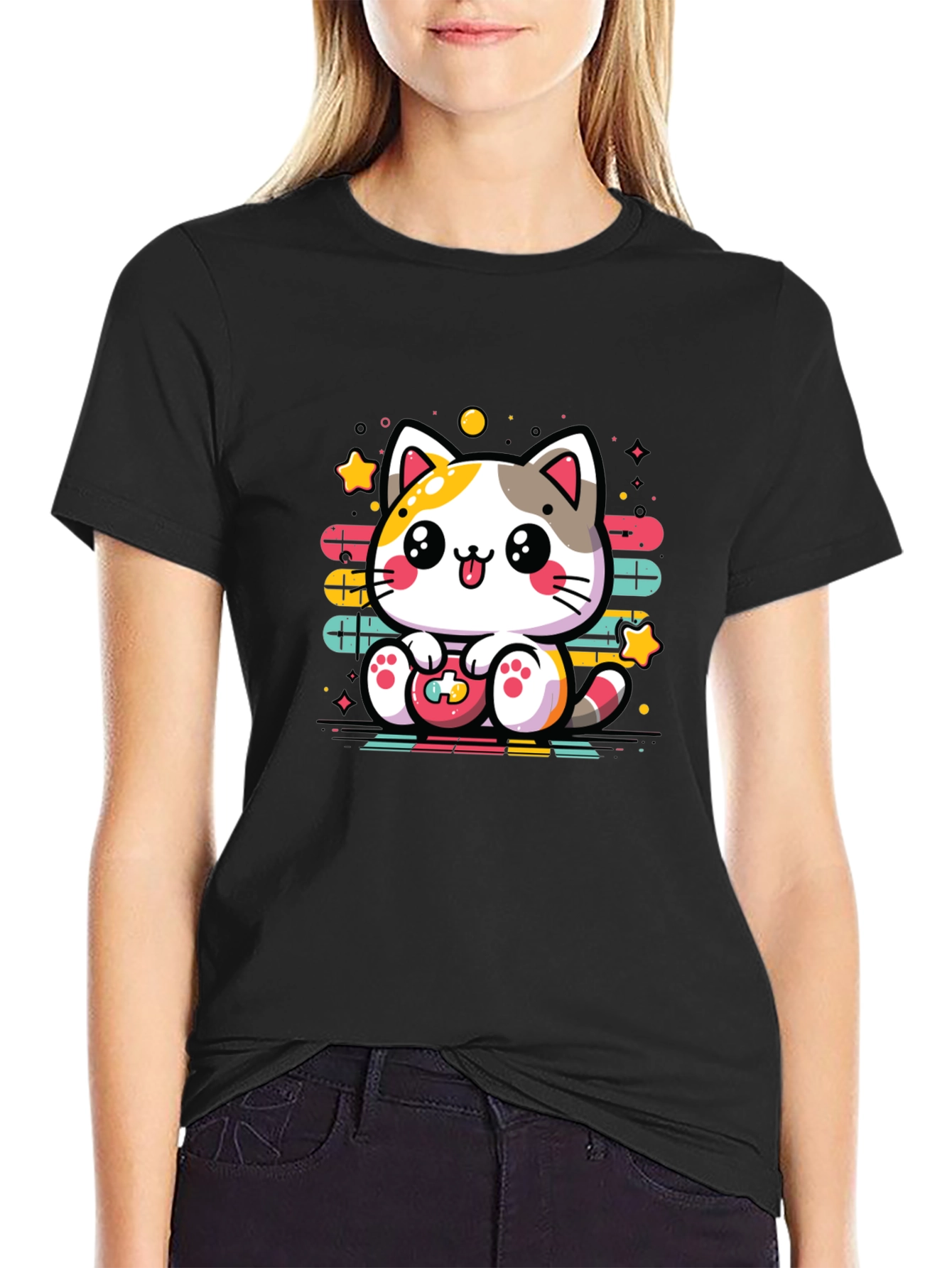 Gamer Cat T-Shirt - Cute Kawaii Style Tee