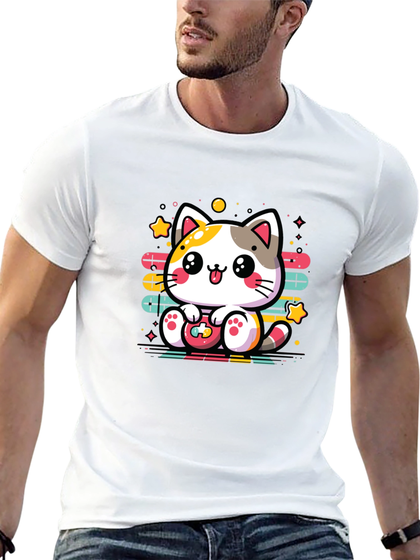 Gamer Cat T-Shirt - Cute Kawaii Style Tee