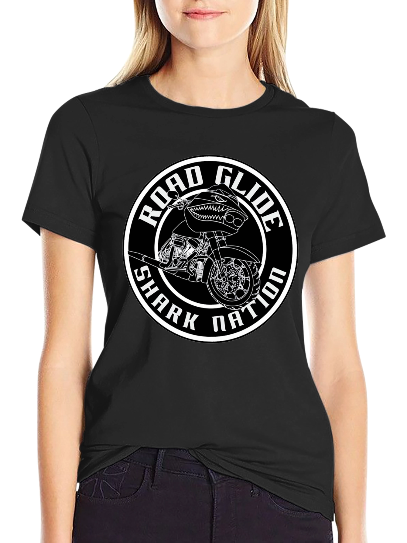 Road Glide Shark Nation Black T-Shirt