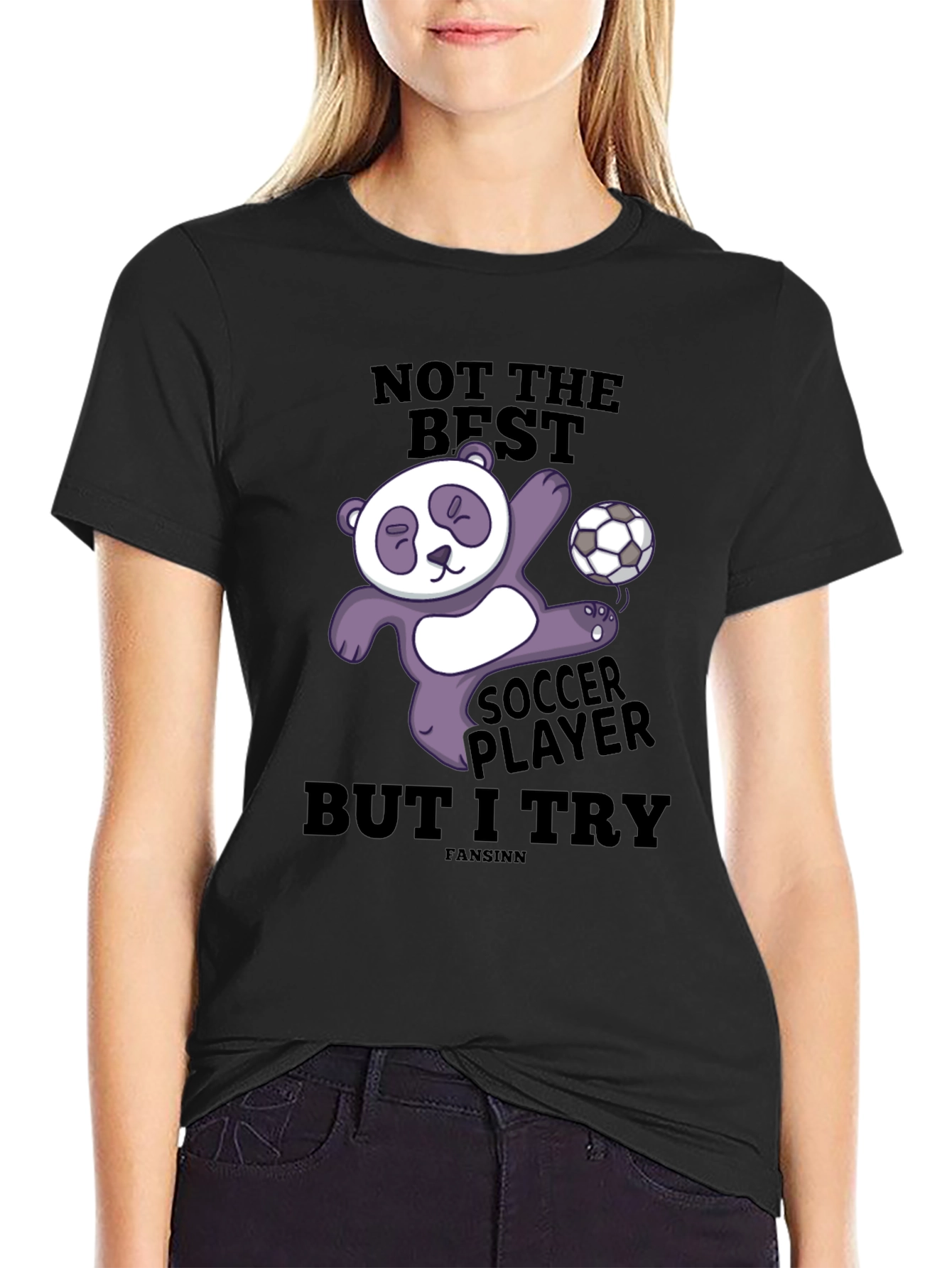 Funny Panda Soccer Player Graphic T-Shirt