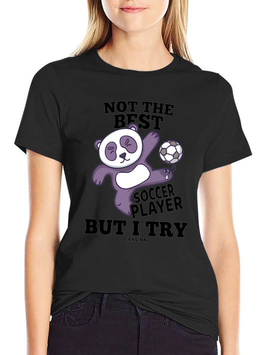 Funny Panda Soccer Player Graphic T-Shirt