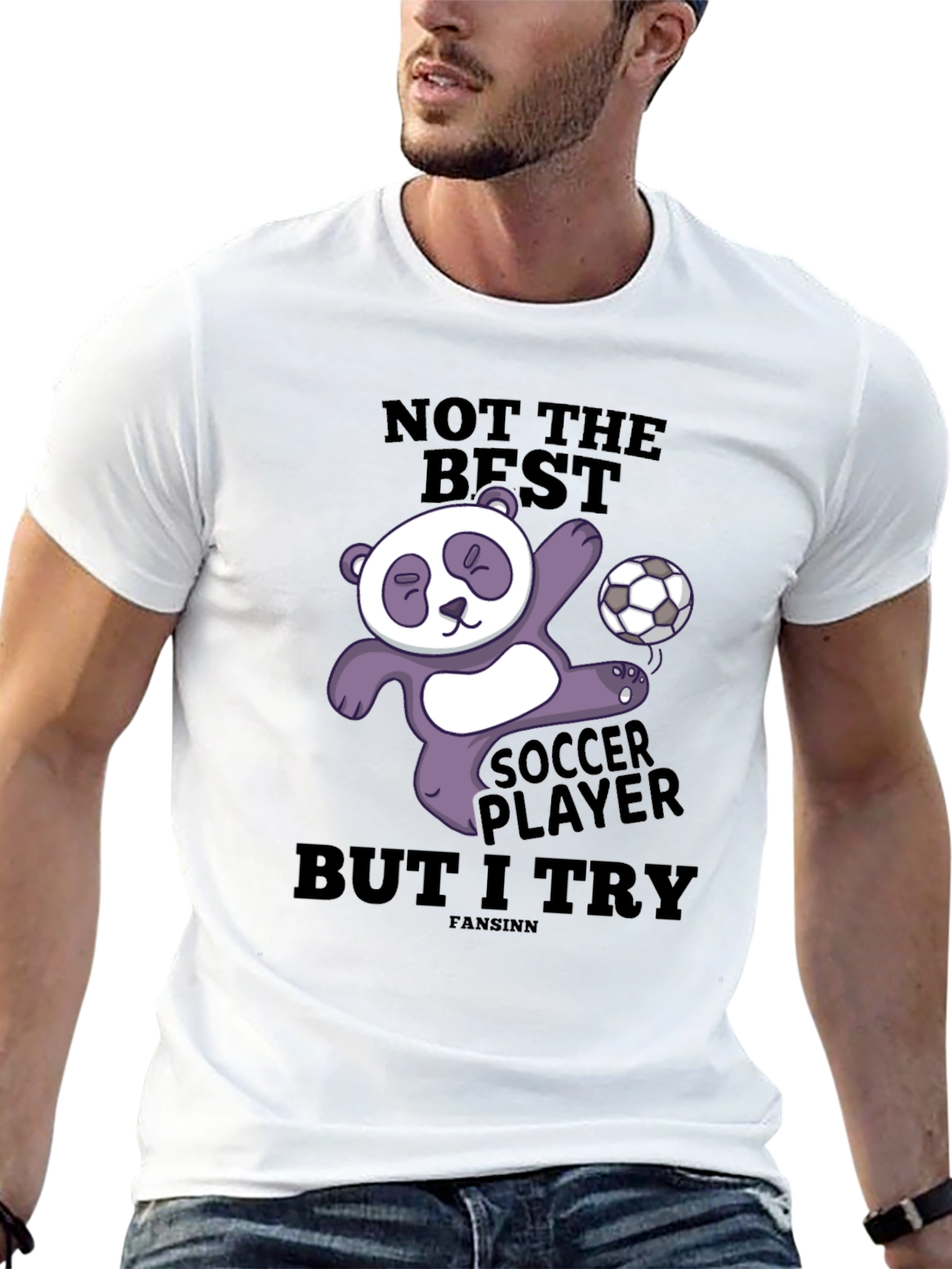 Funny Panda Soccer Player Graphic T-Shirt